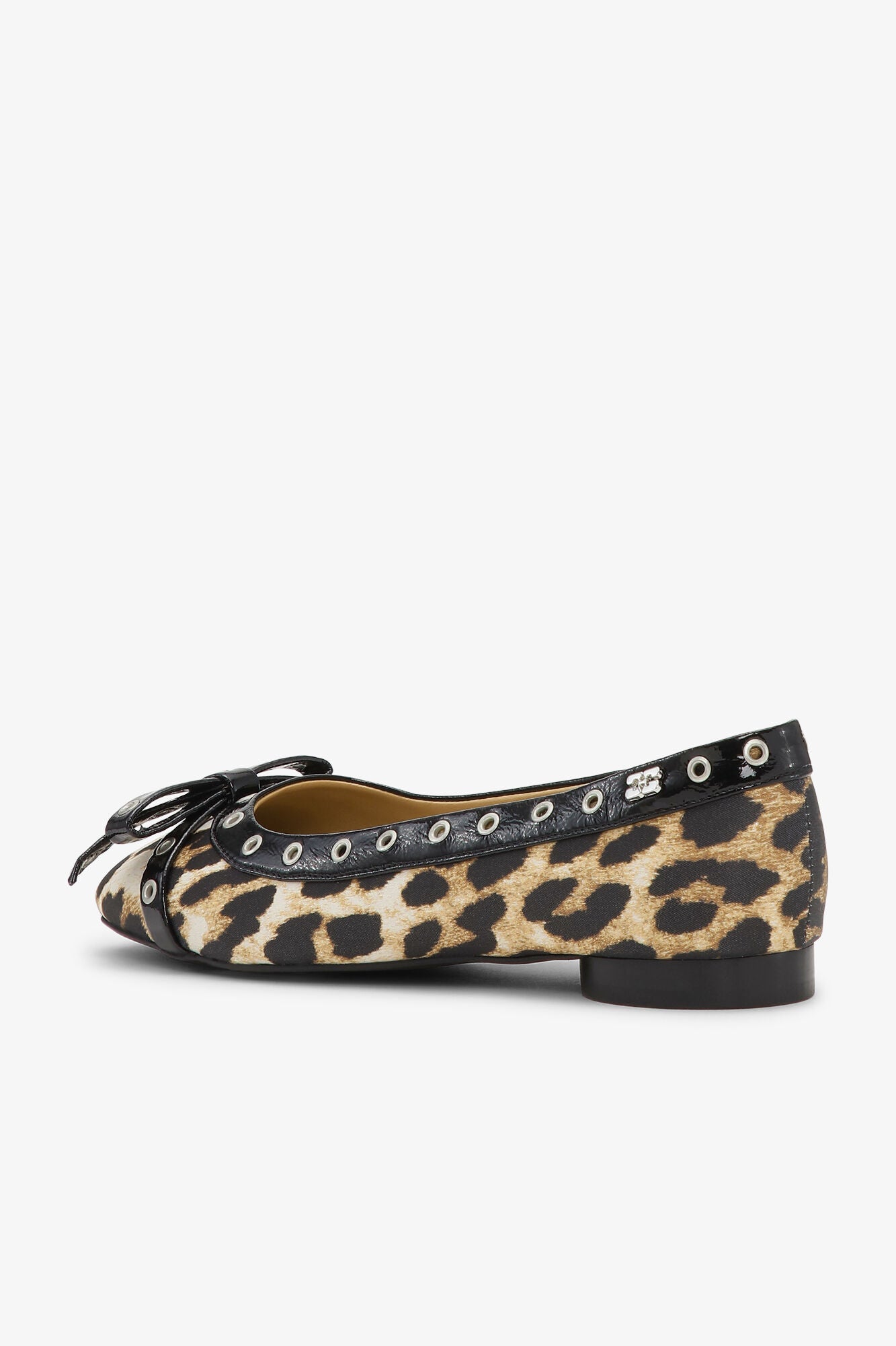 Leopard Eyelet Bow Ballerinas - GANNI