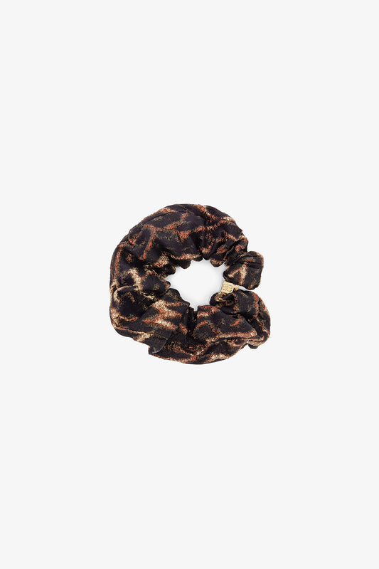 Khaki Metallic Printed Scrunchie - GANNI