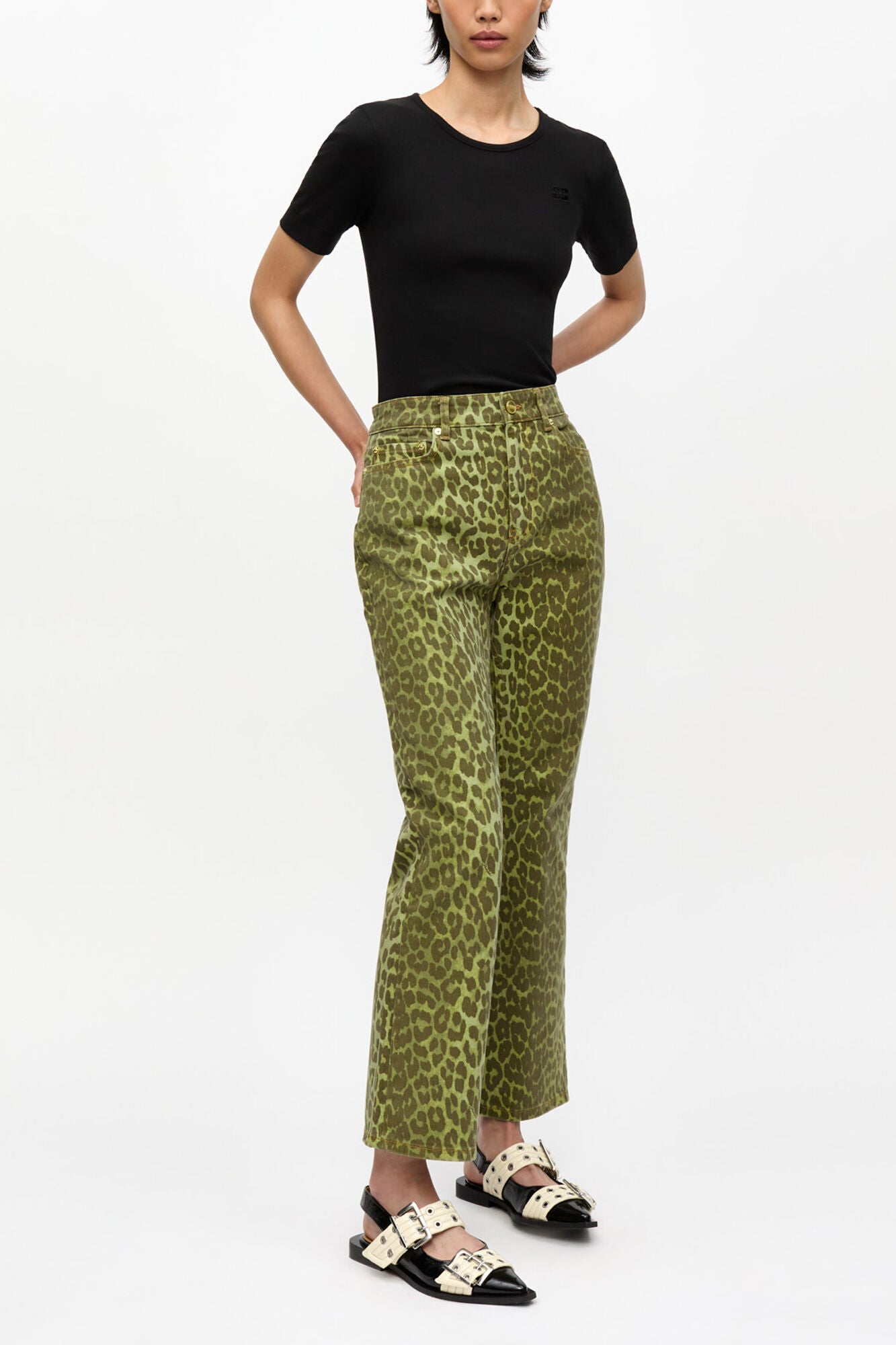 Green Leopard Betzy Jeans - GANNI