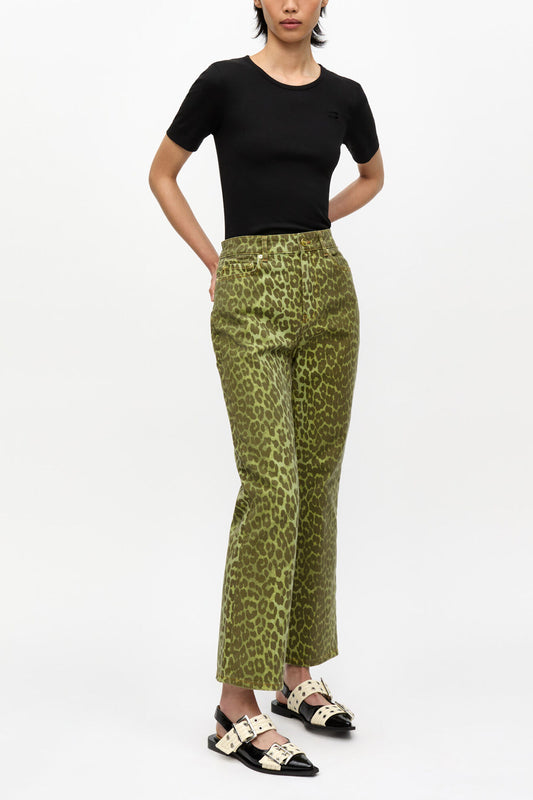 Green Leopard Betzy Jeans - GANNI