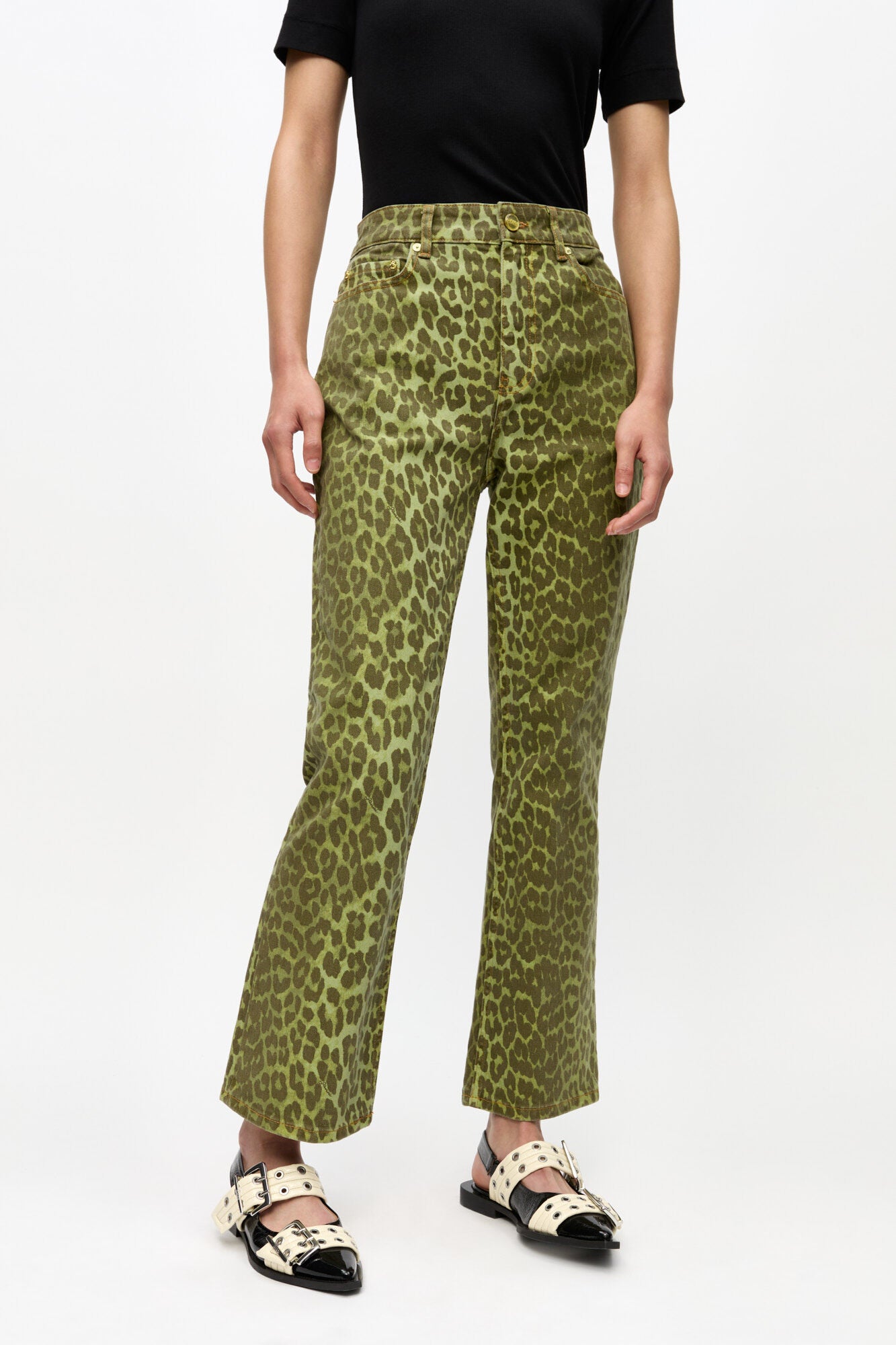 Green Leopard Betzy Jeans - GANNI