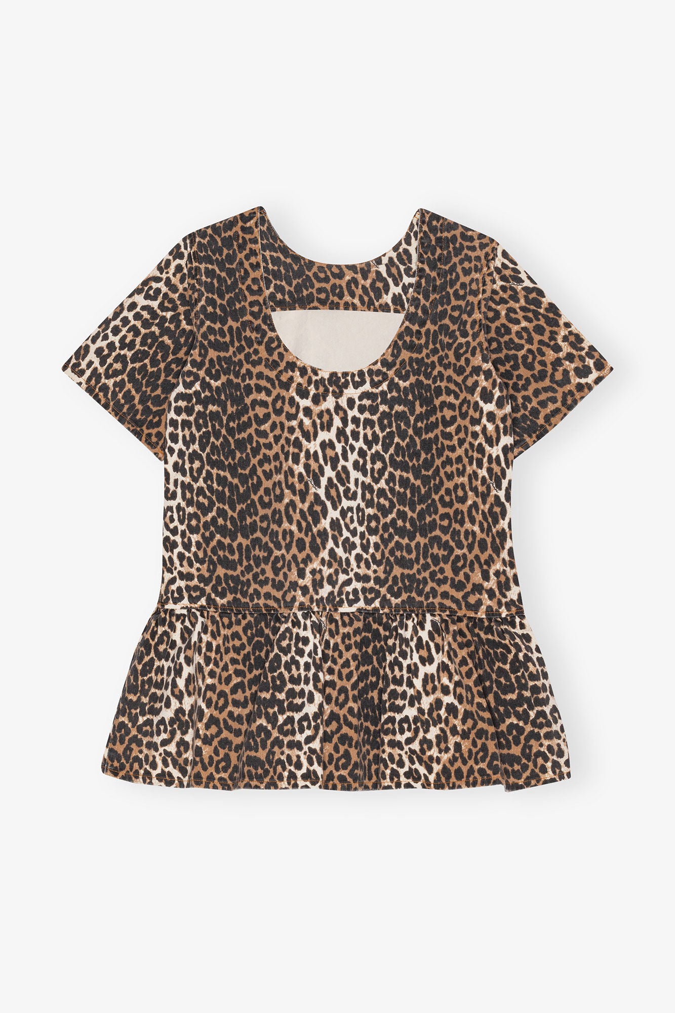 Leopard Open-back Mini Denim Dress - GANNI