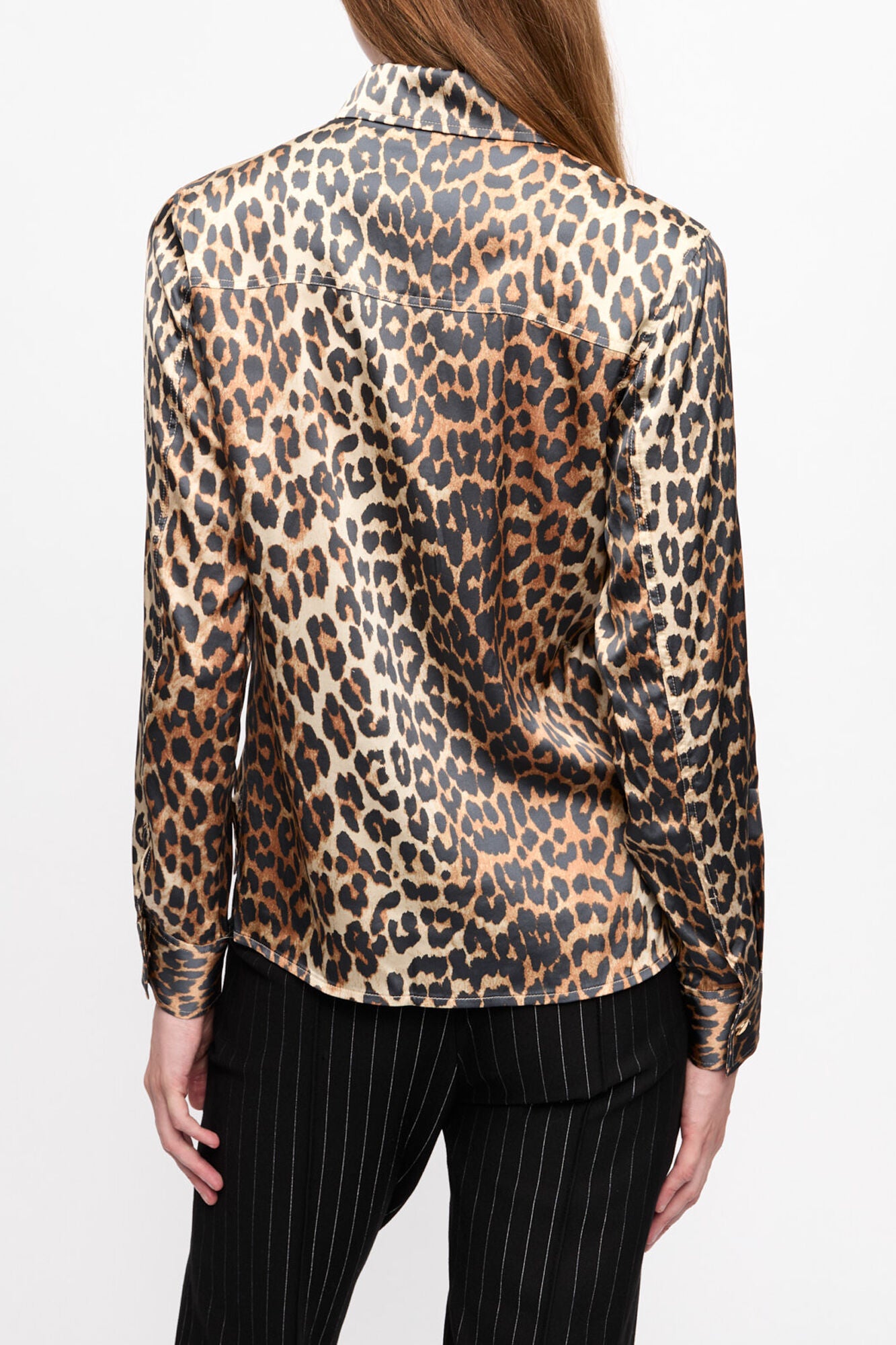 Leopard Print Satin Shirt - GANNI