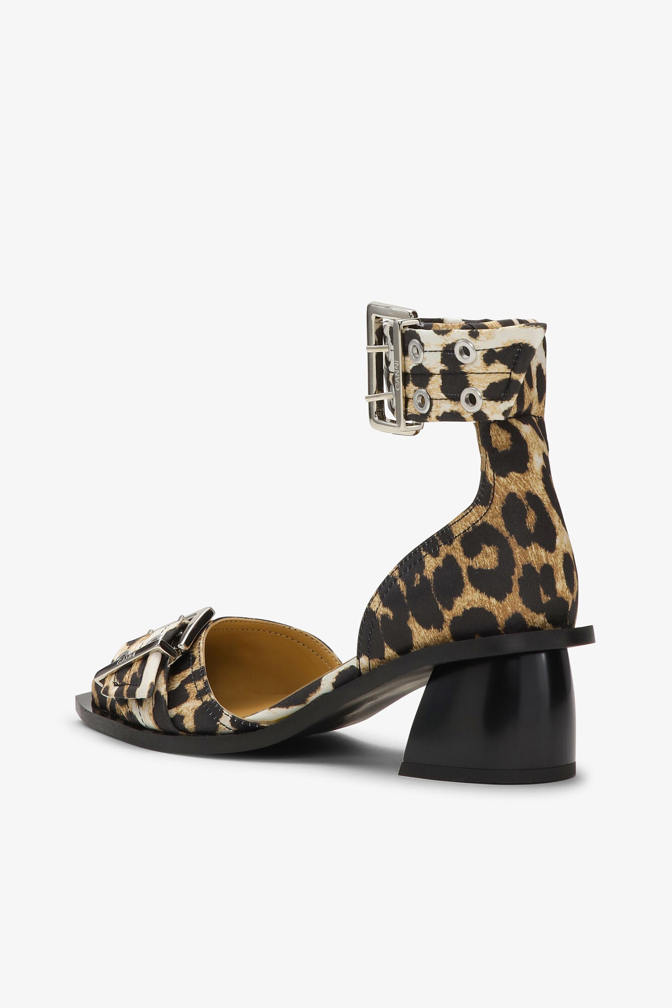 Leopard Print Feminine Buckle Open Cut Pumps - GANNI