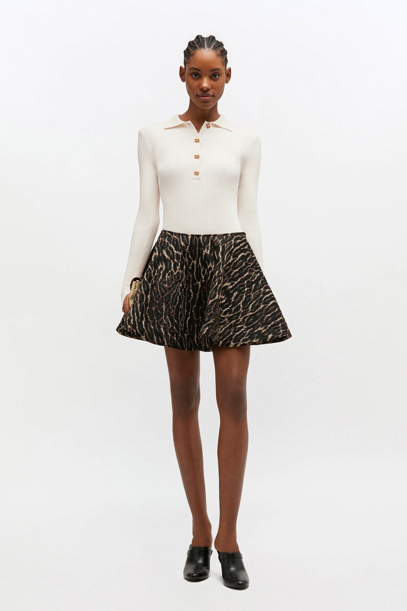 Metallic Cloque Circle Skirt - GANNI