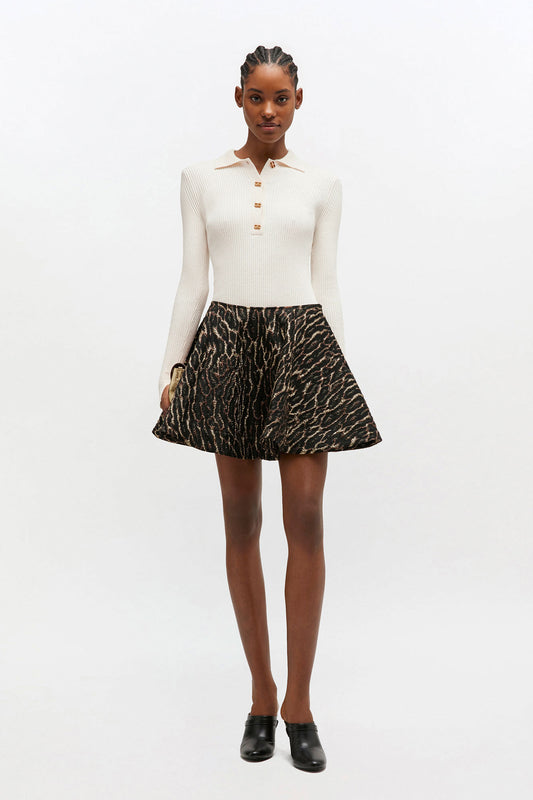 Metallic Cloque Circle Skirt - GANNI