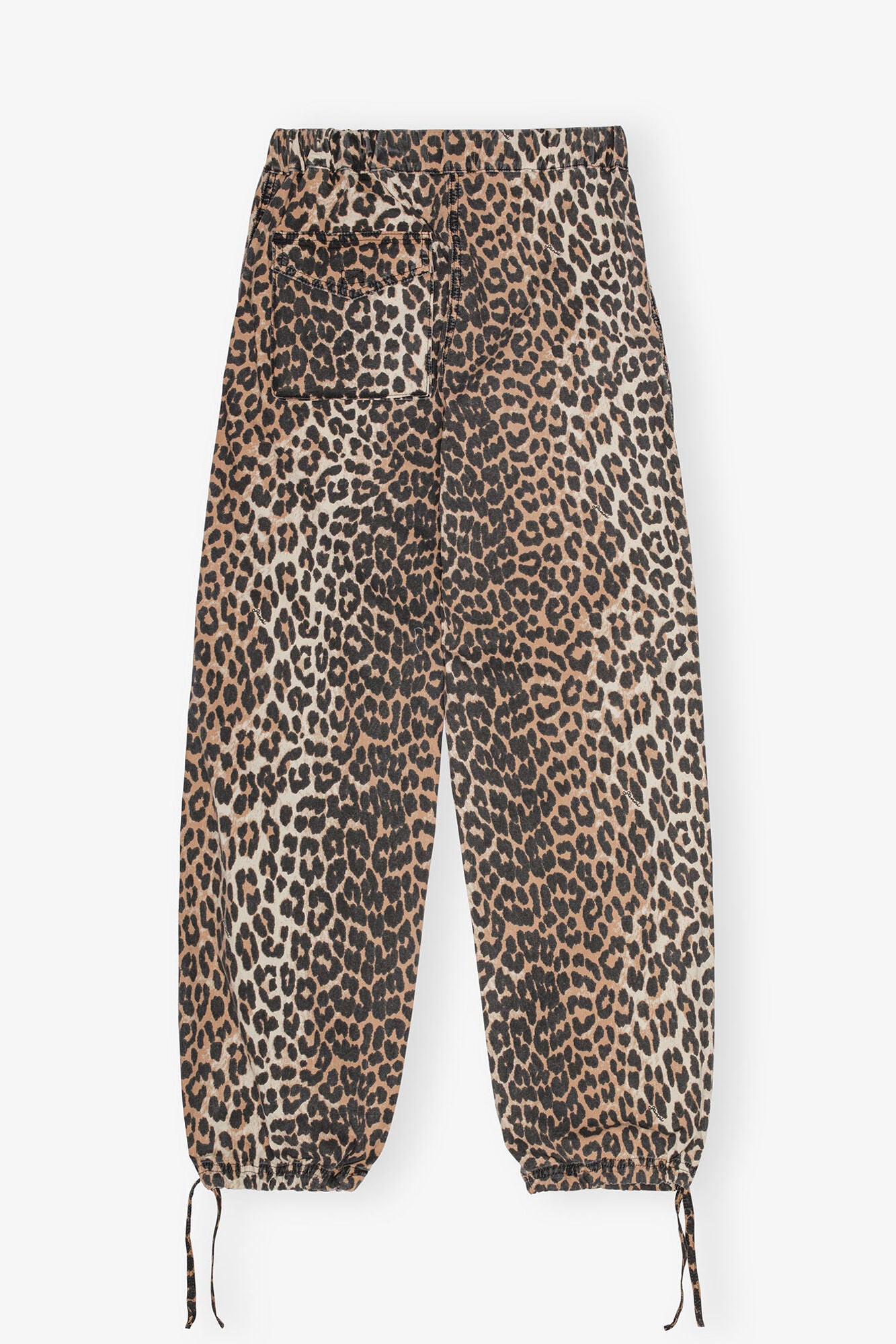 Leopard Washed Cotton Canvas Drawstring Pants - GANNI