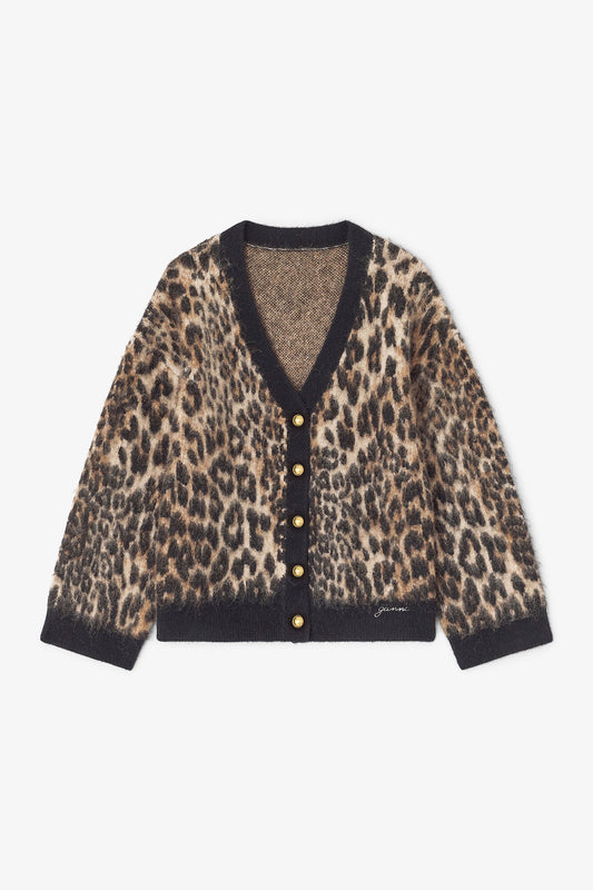 Leopard V-neck Cardigan - GANNI