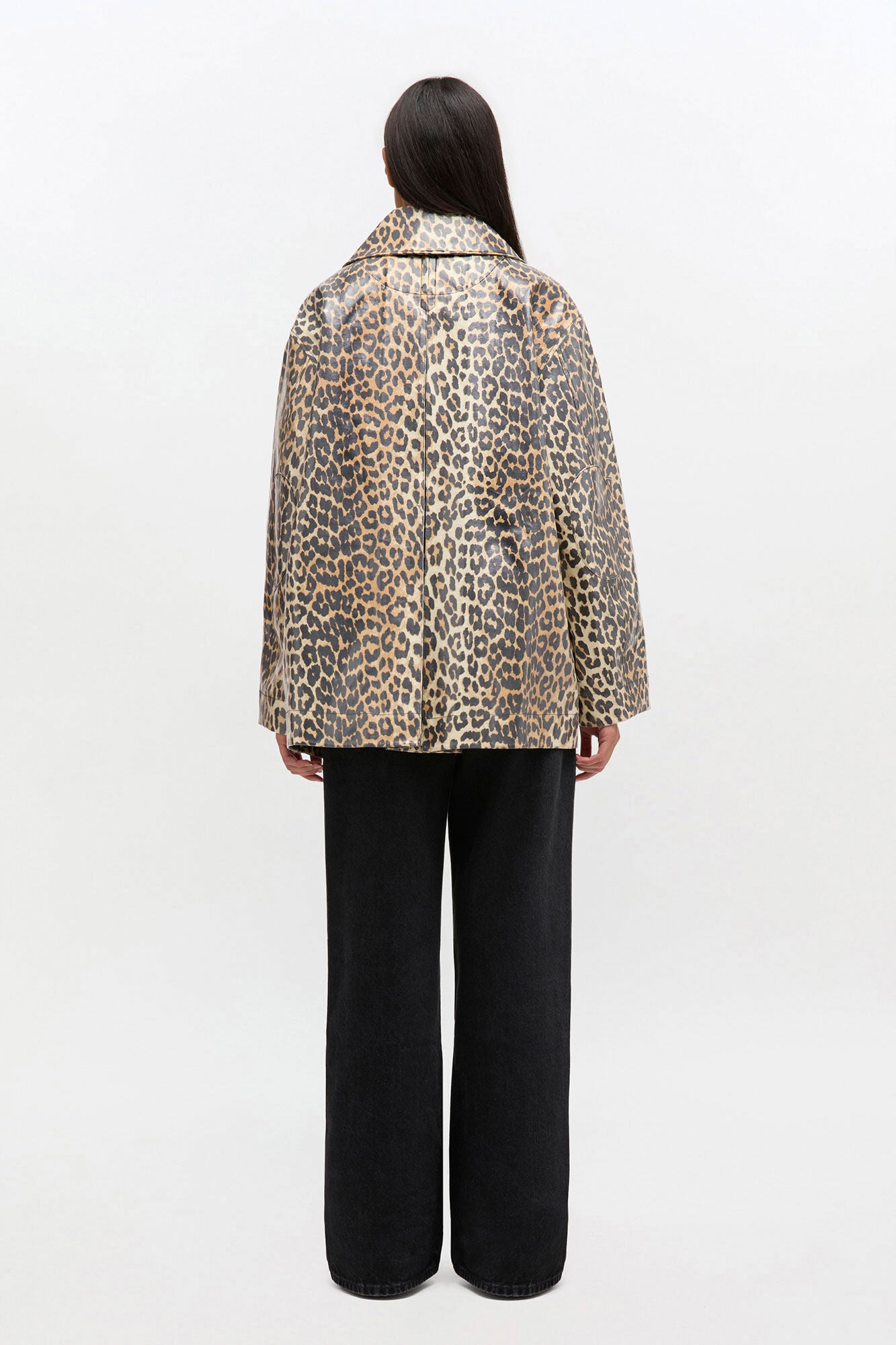 Leopard Laminated Cotton Jacket - GANNI