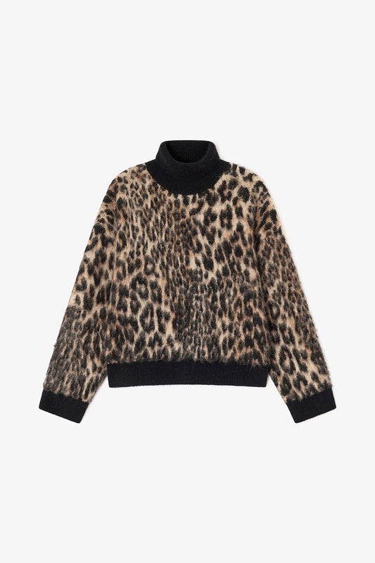 Leopard High-neck Sweater - GANNI