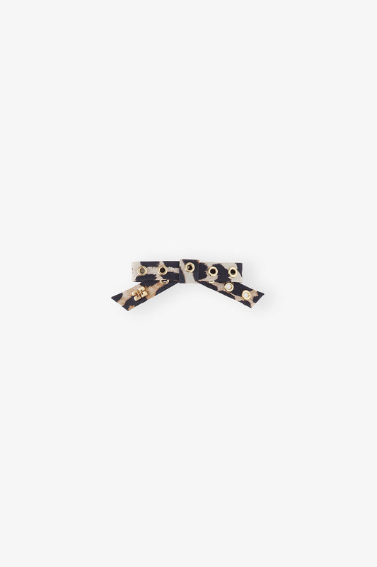 Leopard Leopard Eyelet Bow Barrette - GANNI