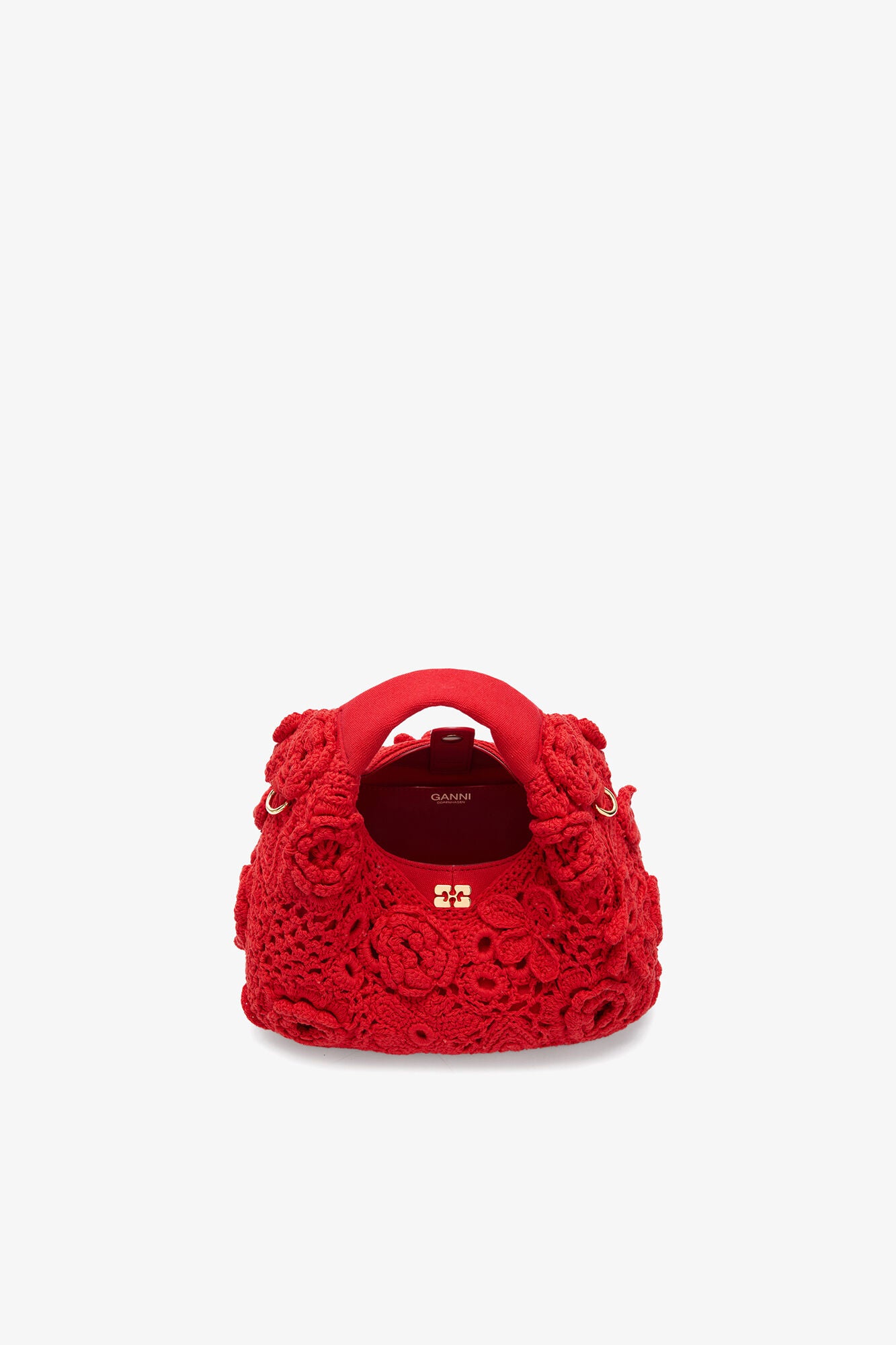 Goji Berry Mini Hobo Bag in Red Crochet - GANNI