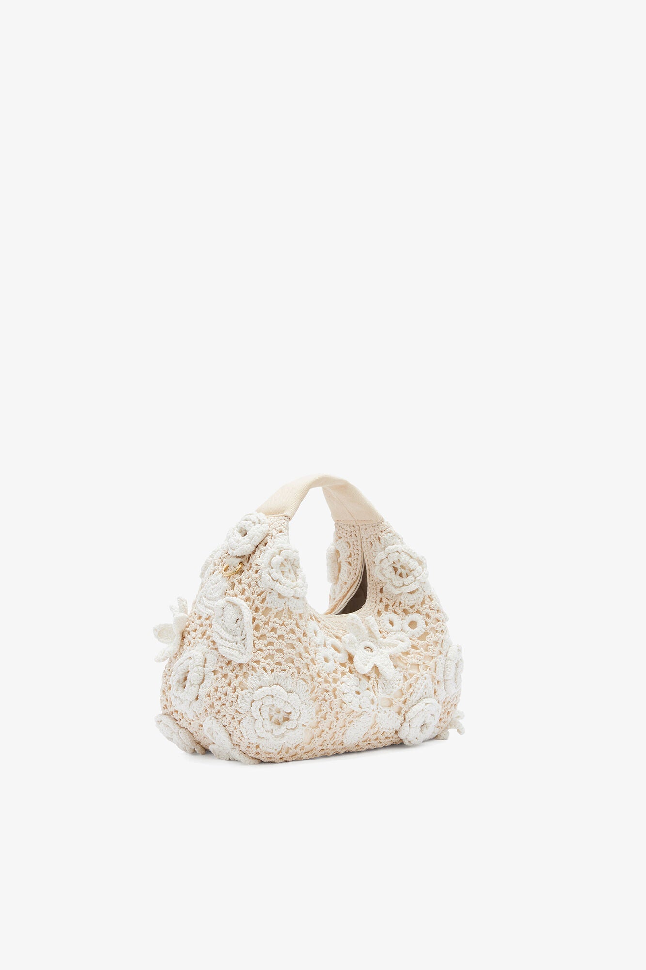 Egret Mini Hobo Bag in White Crochet - GANNI