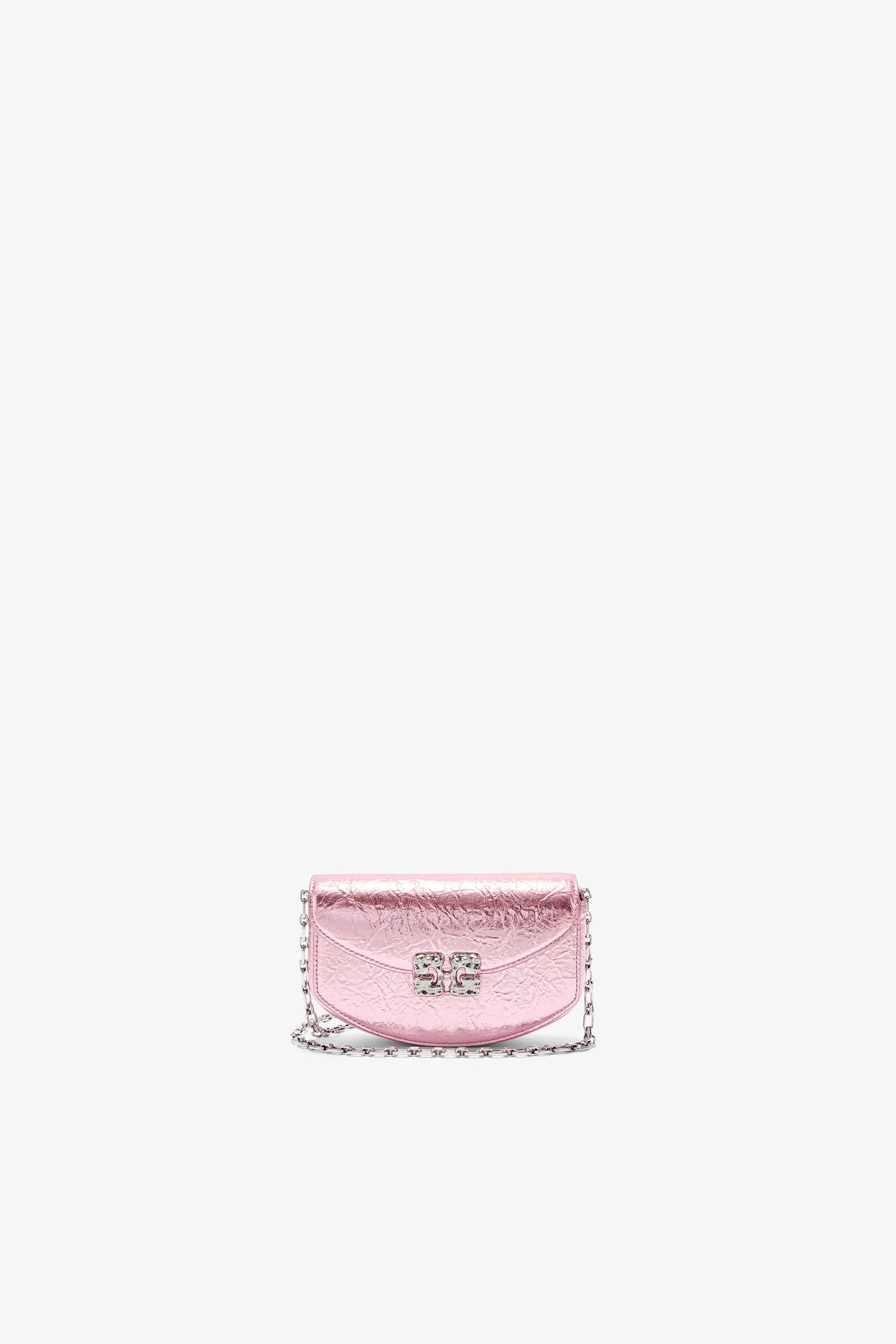 Silver Pink Lulu Wallet On Chain in Metallic - GANNI