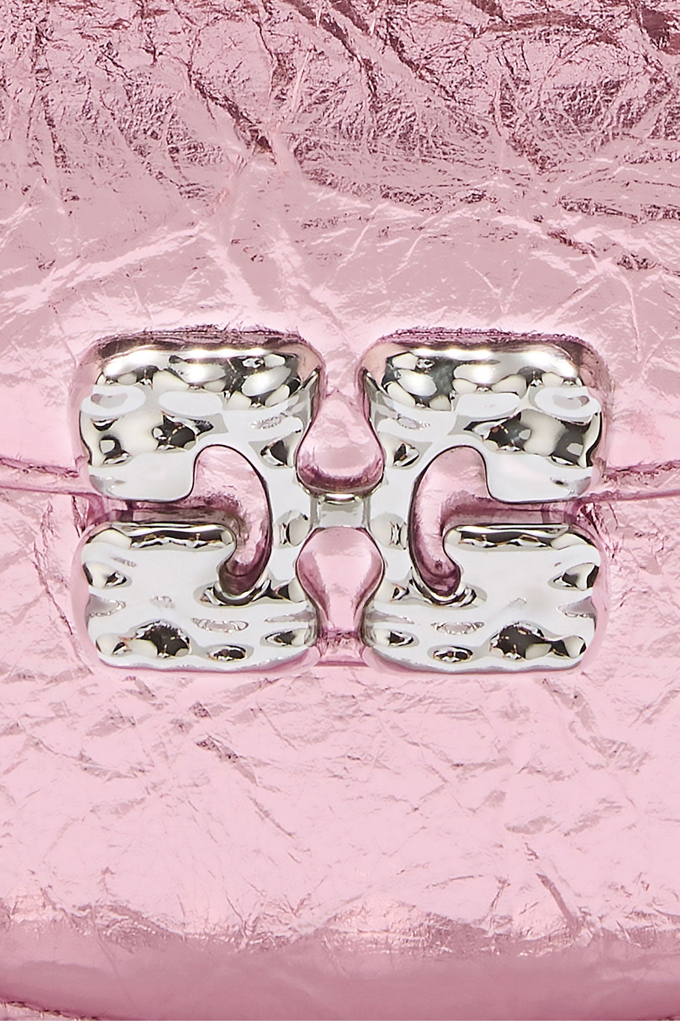 Silver Pink Lulu Wallet On Chain in Metallic - GANNI