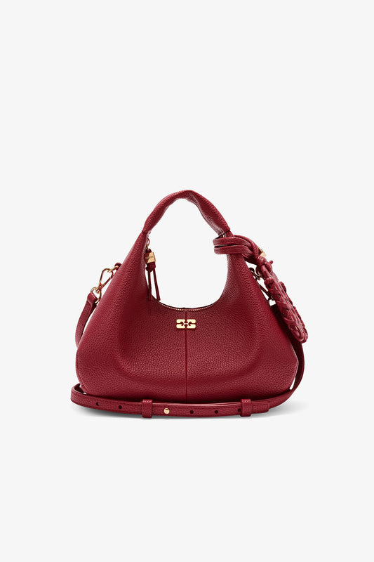 Red Dahlia Grained Mini Hobo Bag - GANNI