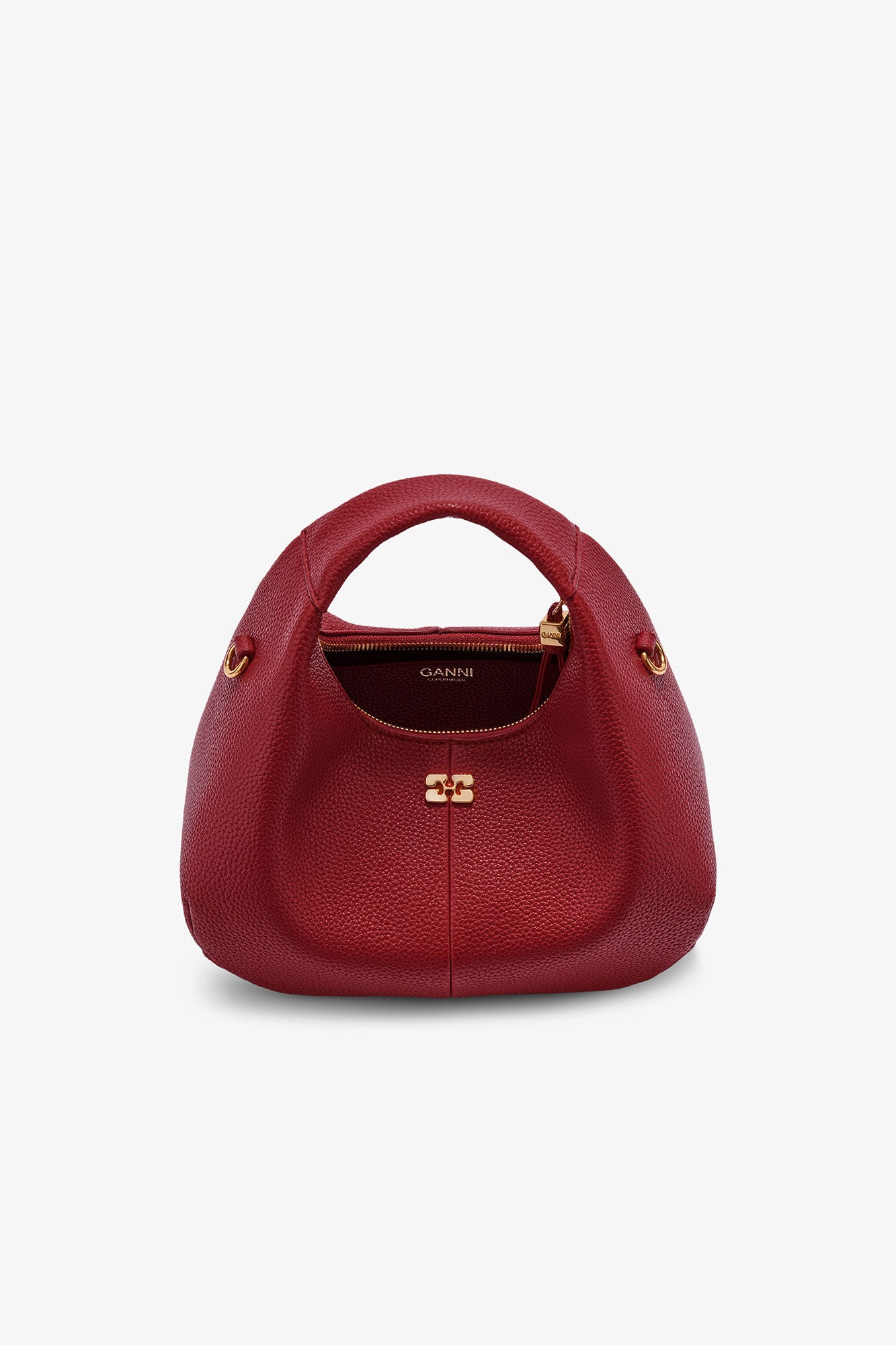 Red Dahlia Grained Mini Hobo Bag - GANNI