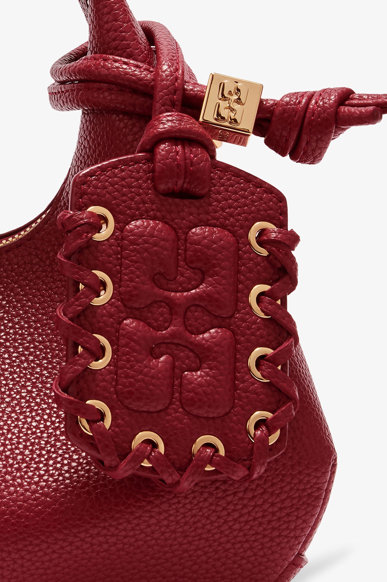 Red Dahlia Grained Mini Hobo Bag - GANNI