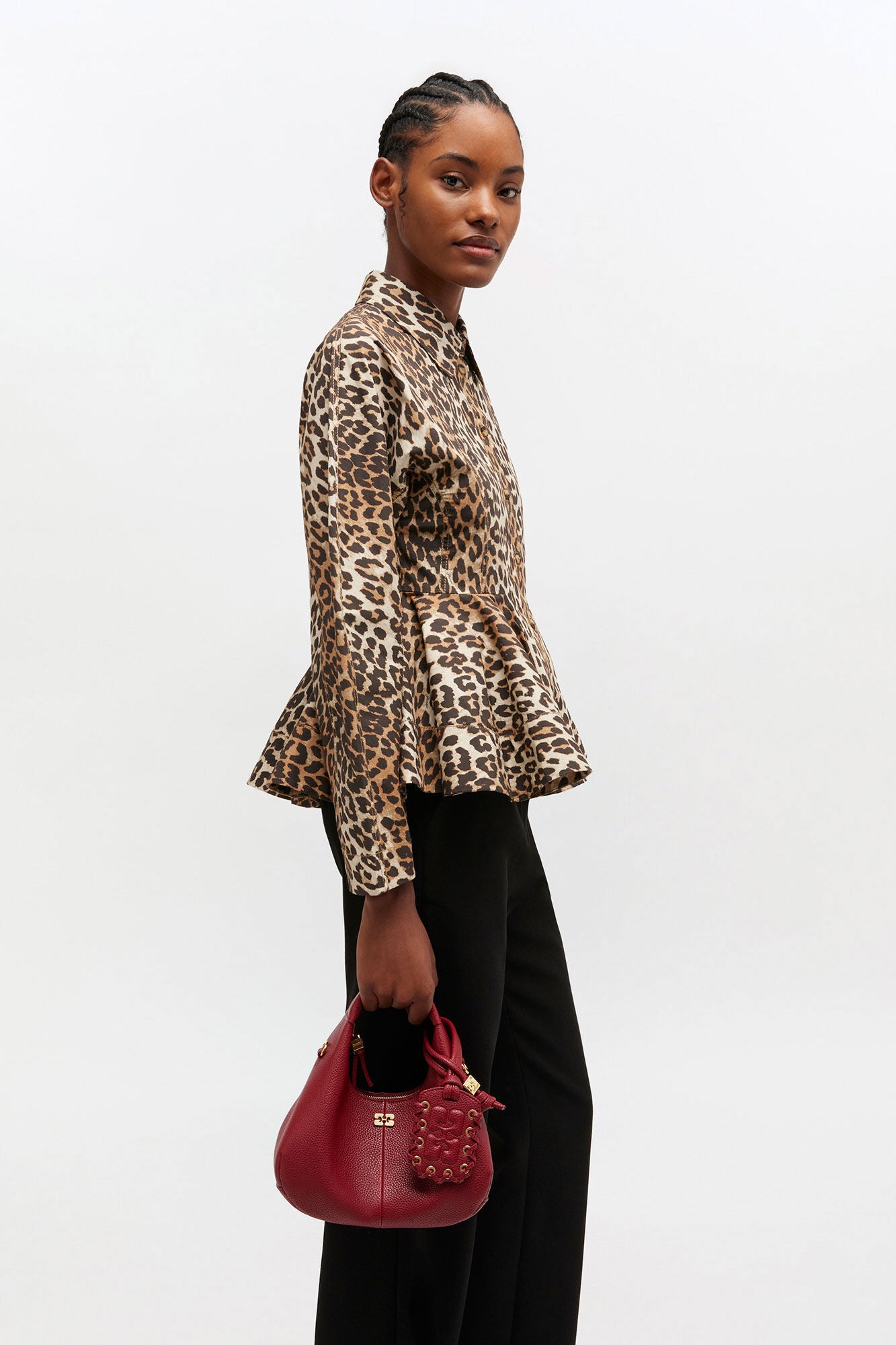 Red Dahlia Grained Mini Hobo Bag - GANNI