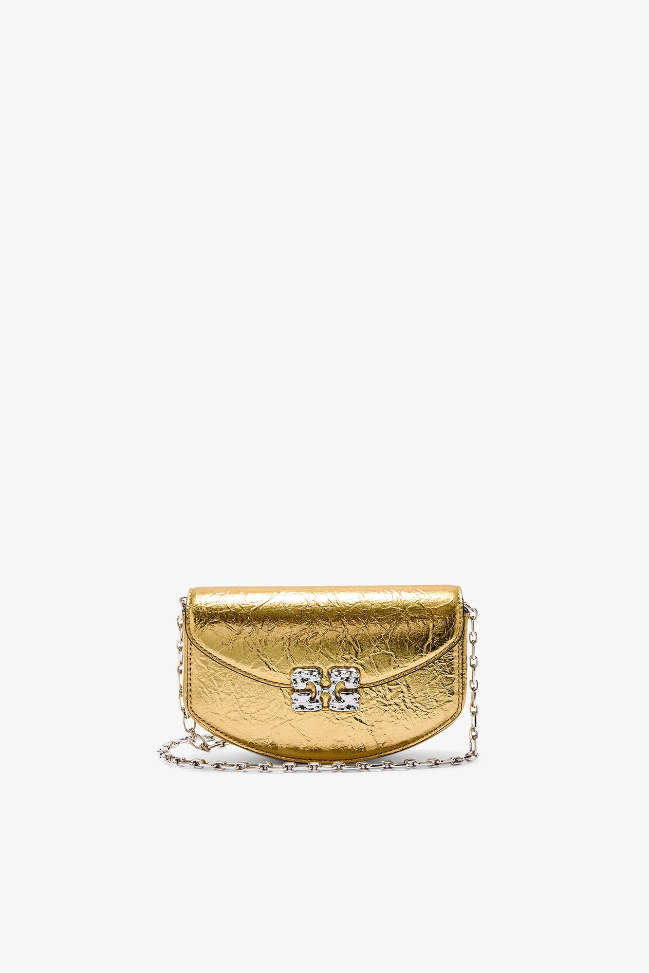 Lulu Wallet On Chain in Metallic - GANNI