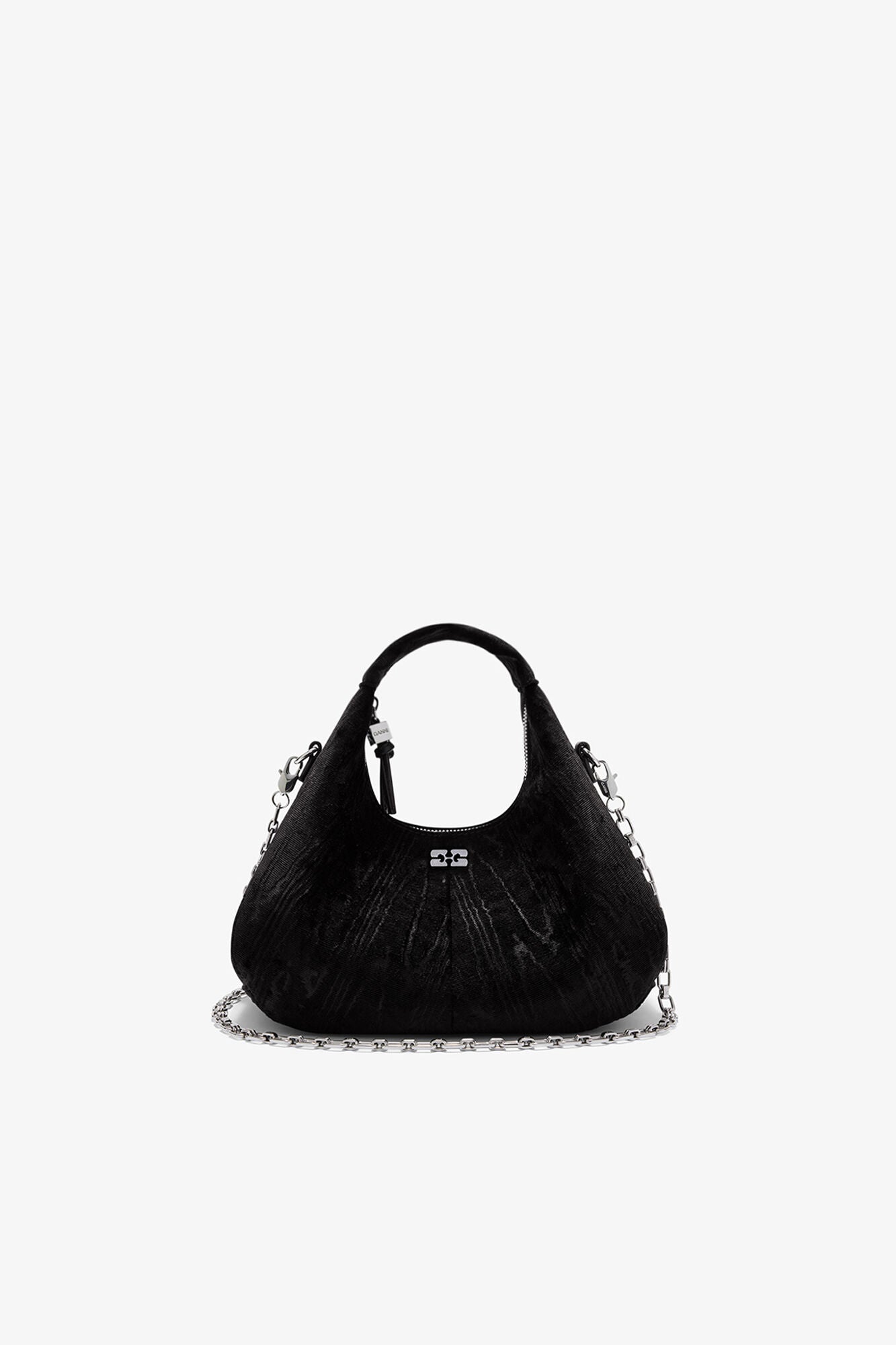 Black Velvet Moire Mini Hobo Bag - GANNI