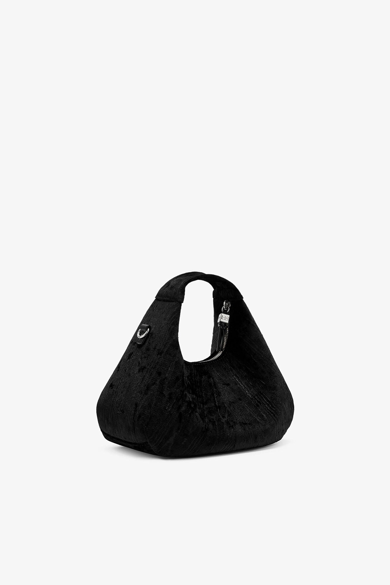Black Velvet Moire Mini Hobo Bag - GANNI