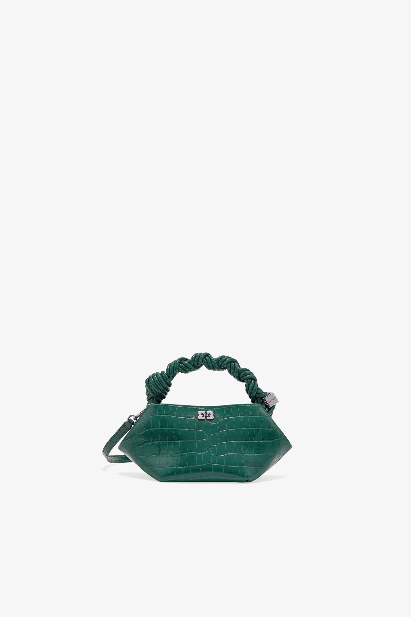 Pineneedle Green Croco Patent Mini Bou Bag - GANNI