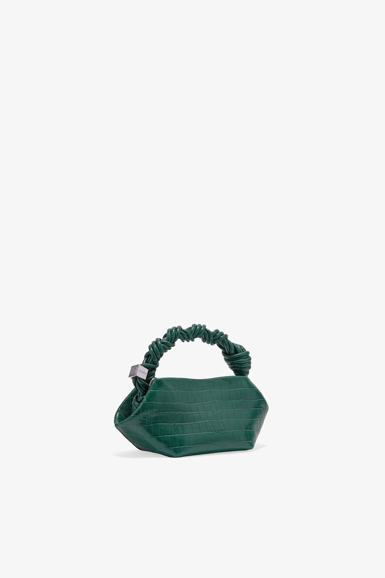 Pineneedle Green Croco Patent Mini Bou Bag - GANNI