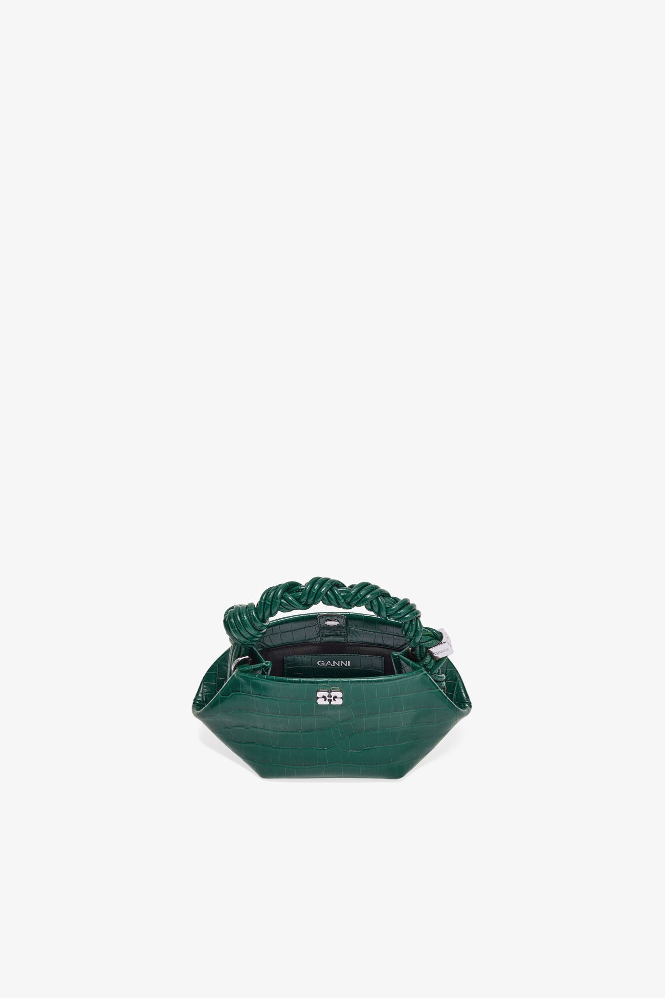 Pineneedle Green Croco Patent Mini Bou Bag - GANNI