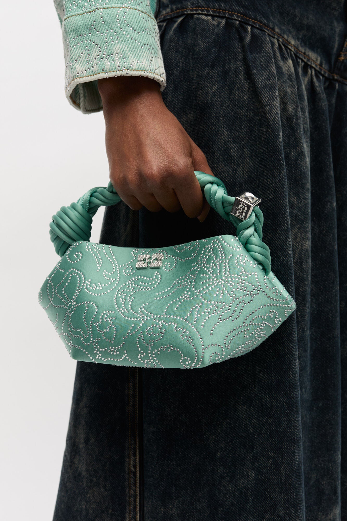 Brook Green Green Rhinestone Mini Bou Bag - GANNI