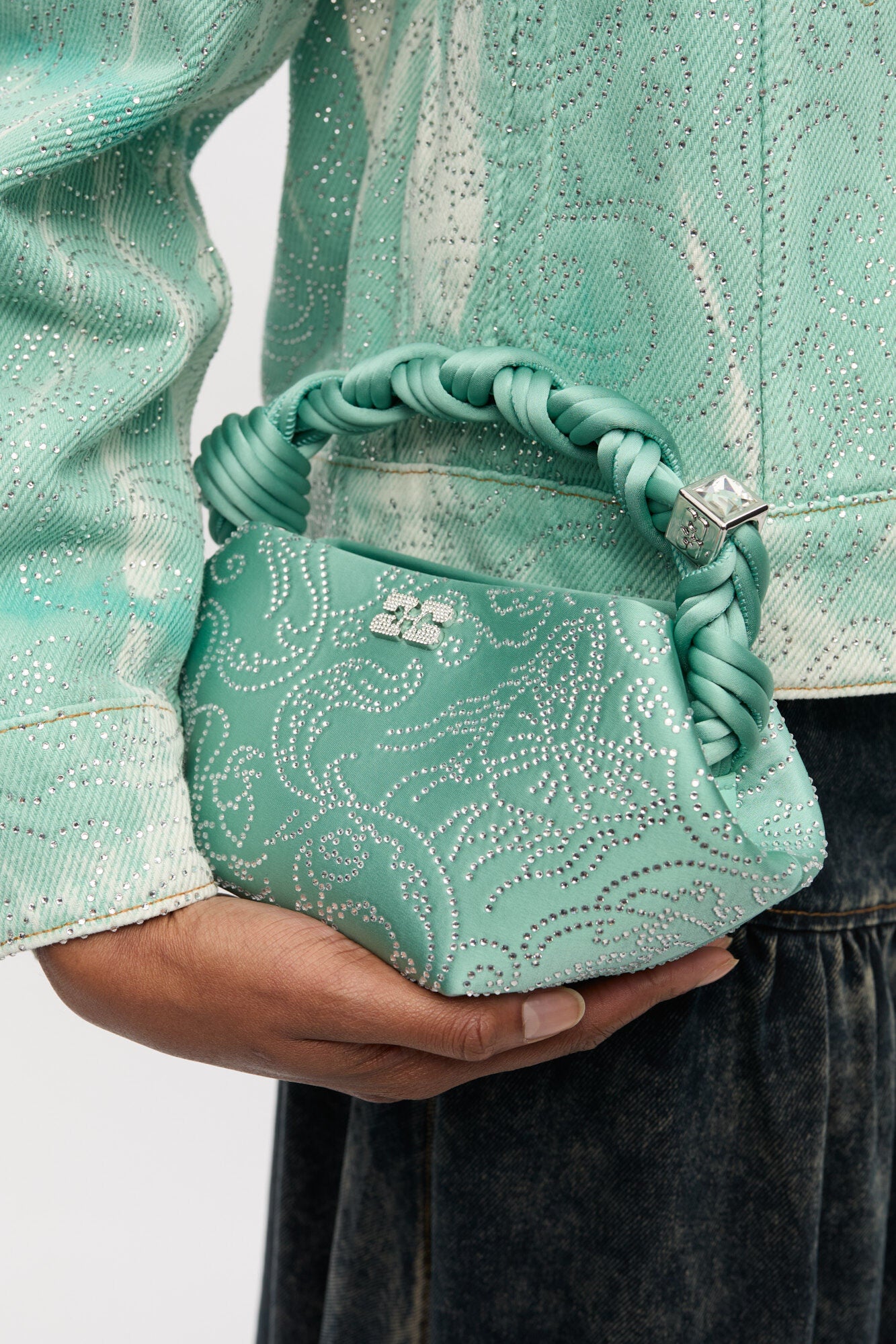Brook Green Green Rhinestone Mini Bou Bag - GANNI