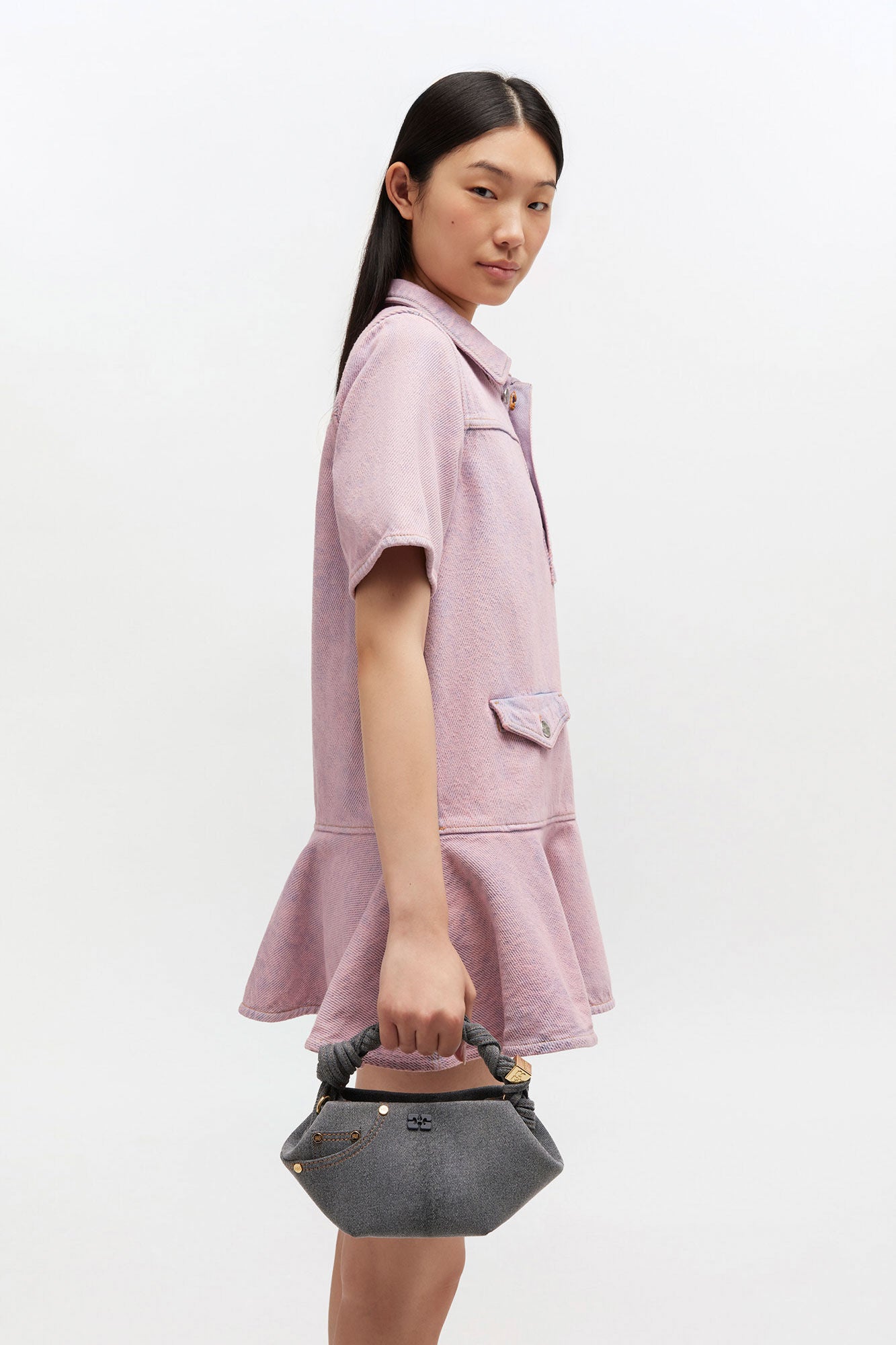Lava Smoke Washed Grey Mini Bou Bag - GANNI