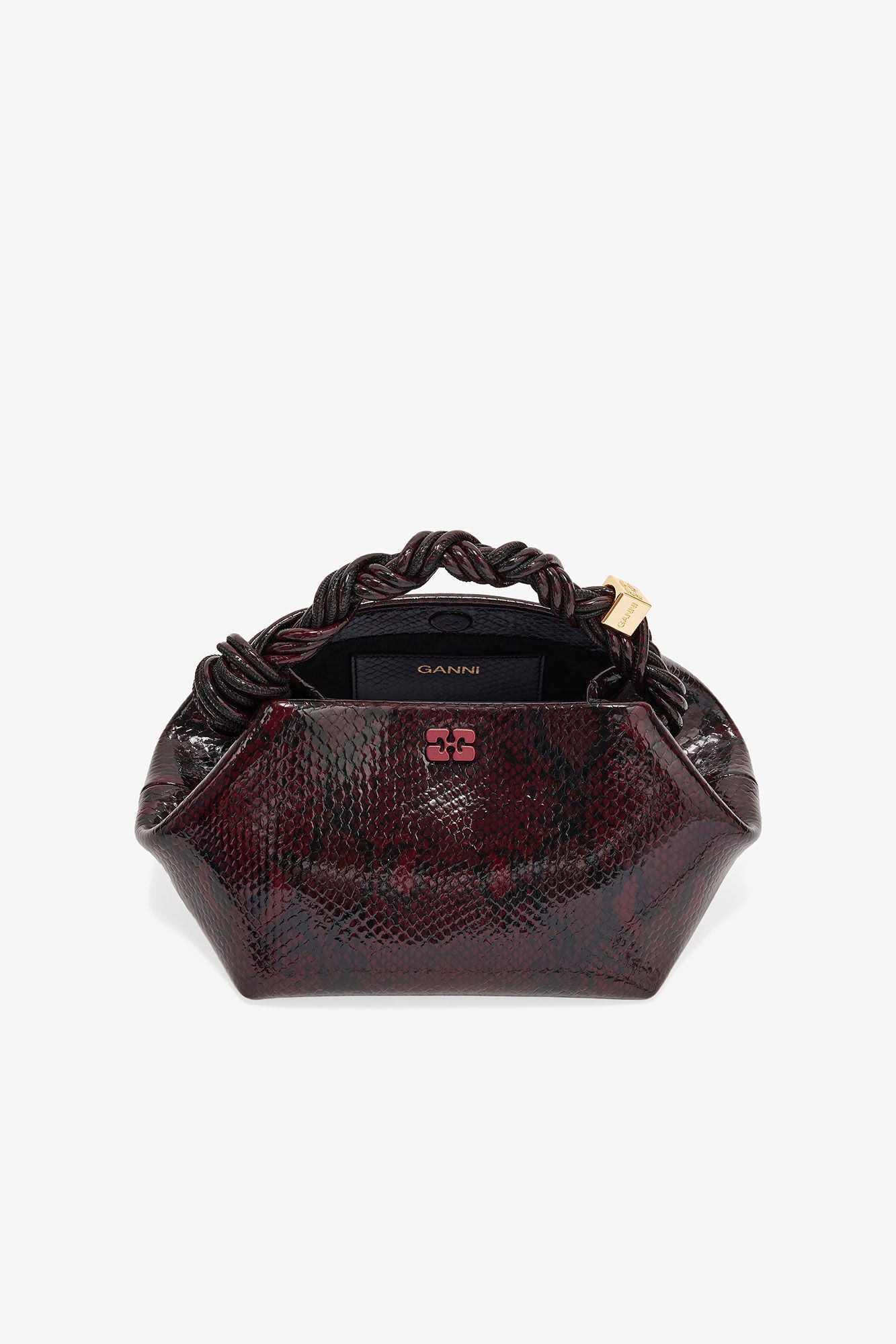 Dark Burgundy Burgundy Snake Small Bou Bag - GANNI