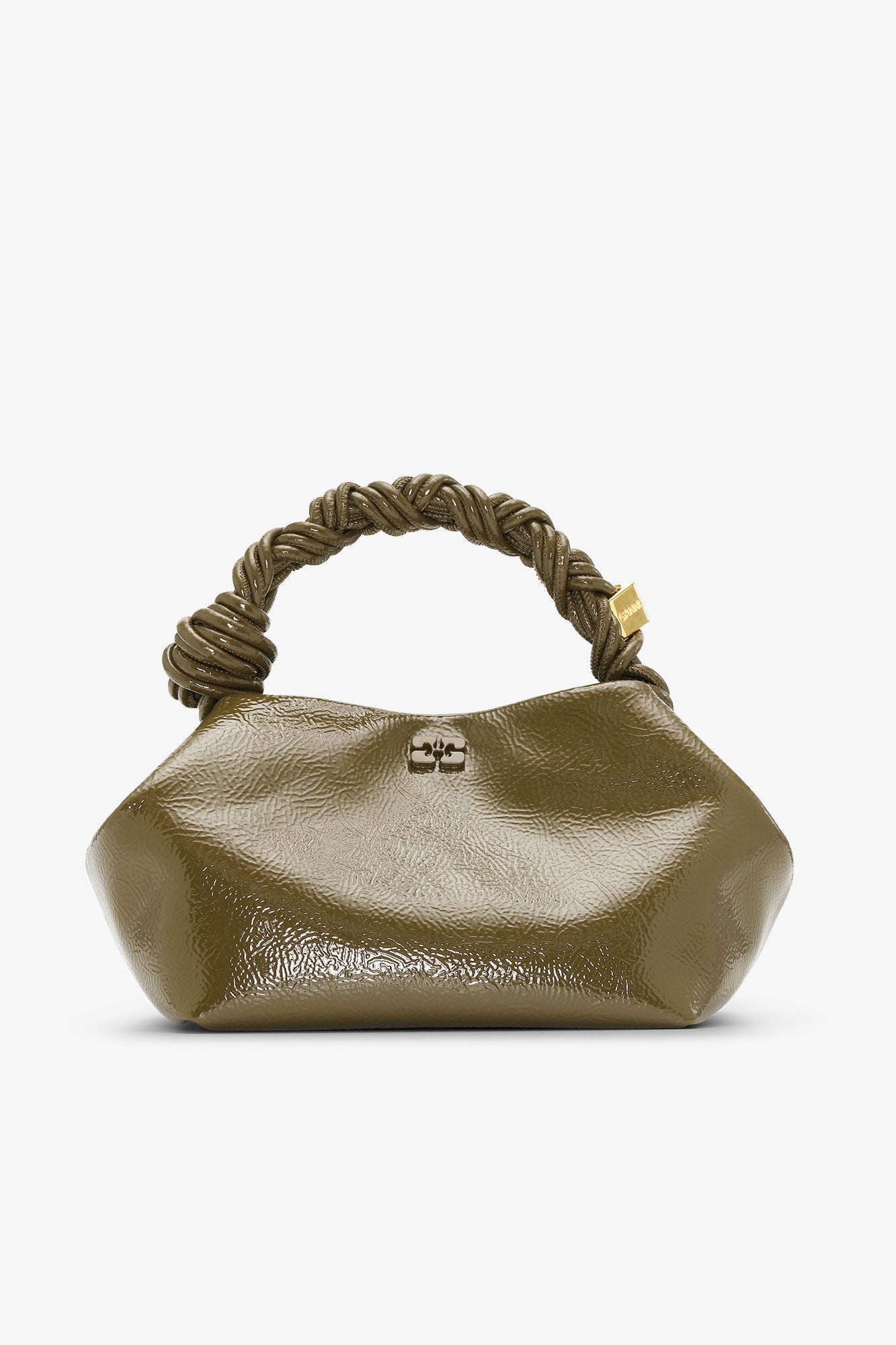 Military Olive Olive Green Patent Small Bou Bag - GANNI
