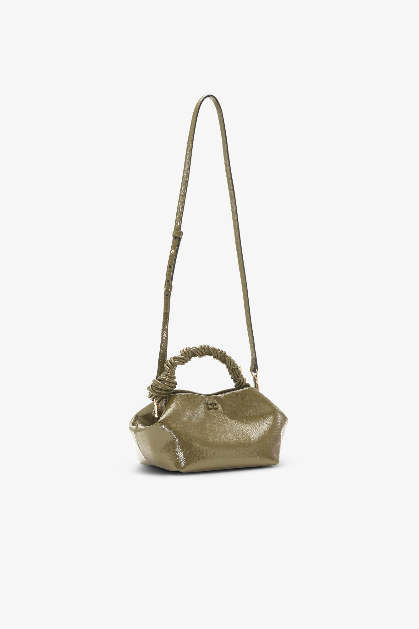 Military Olive Olive Green Patent Small Bou Bag - GANNI