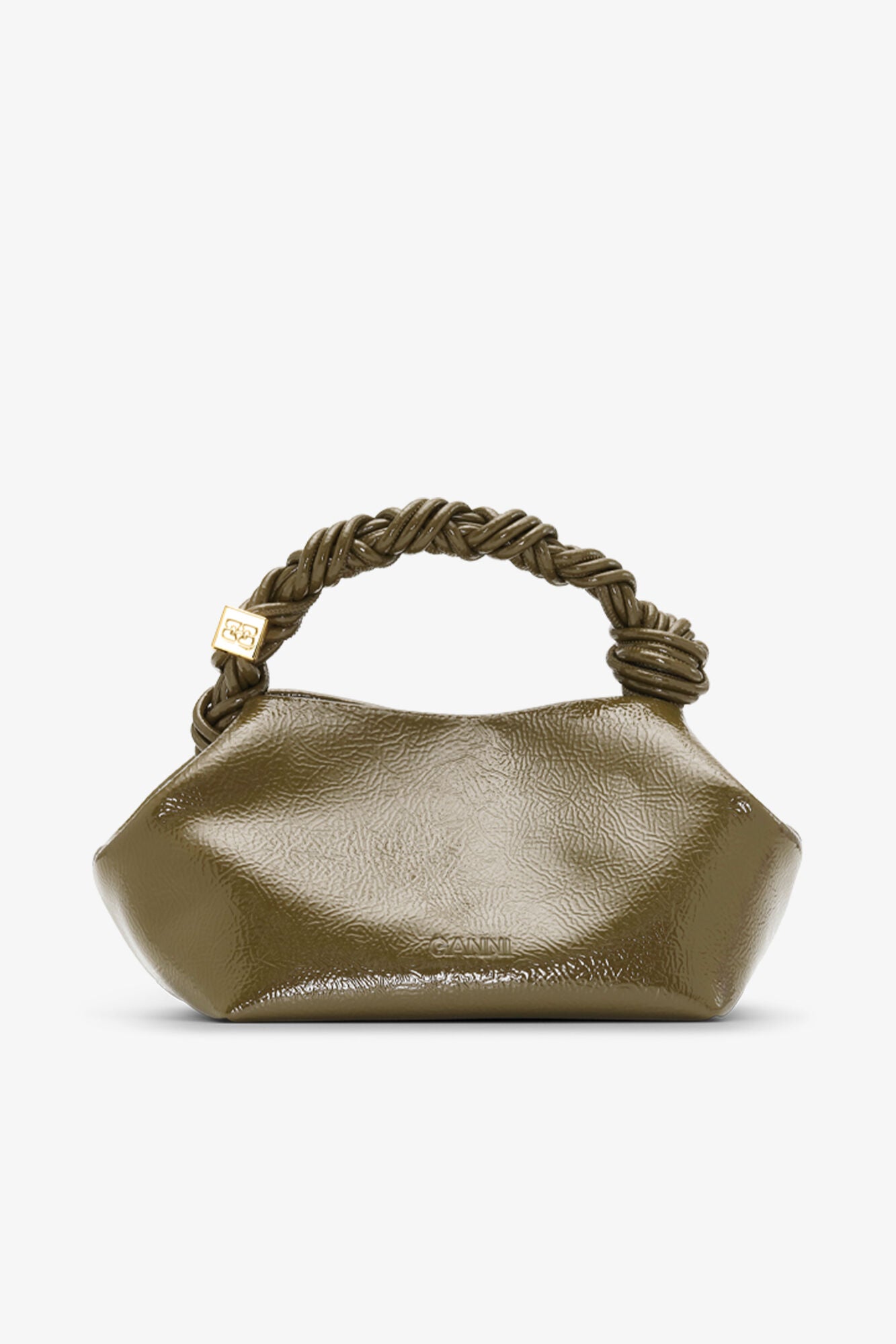 Military Olive Olive Green Patent Small Bou Bag - GANNI