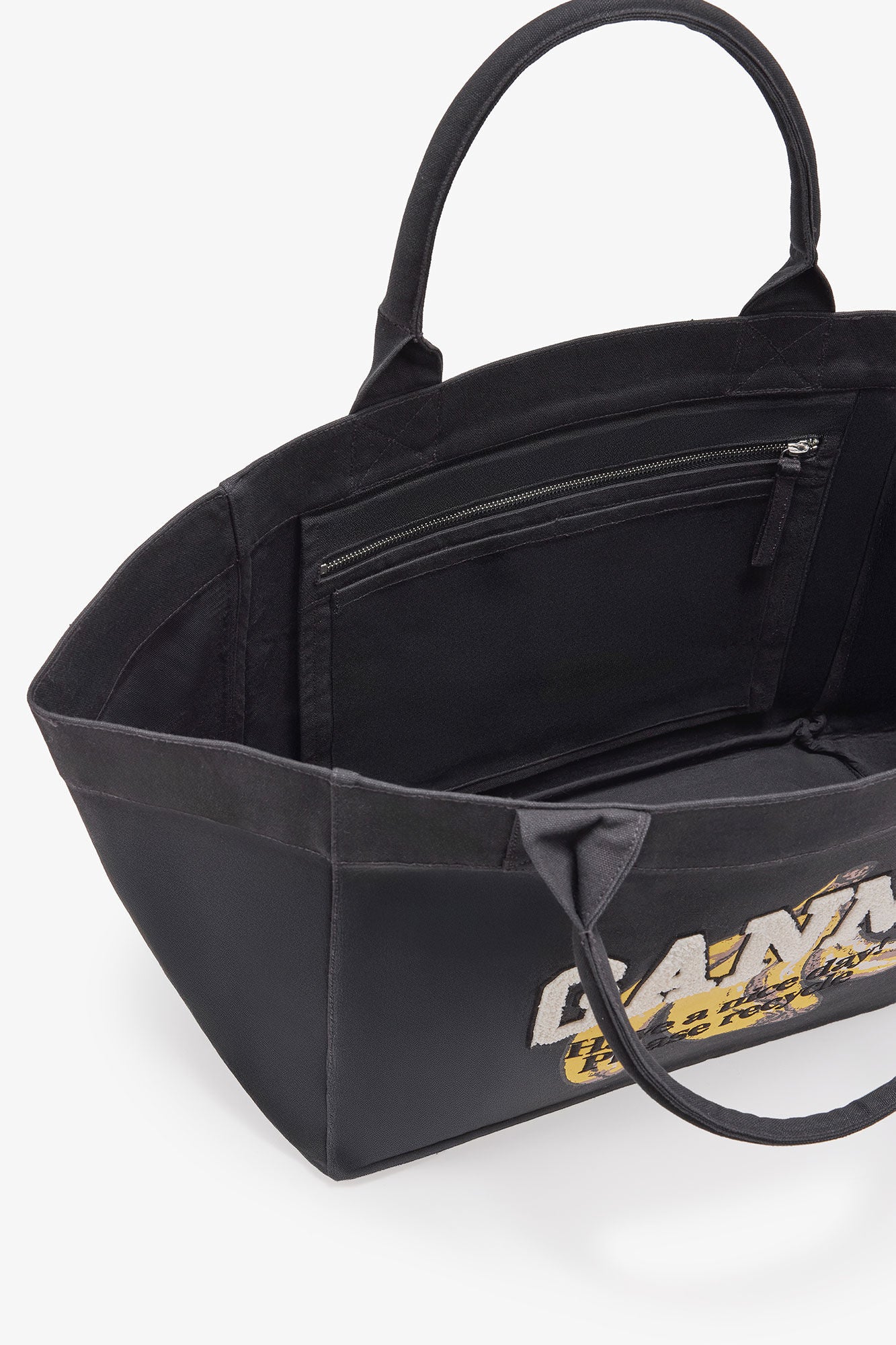 Black Black XXL Banana Print Tote - GANNI