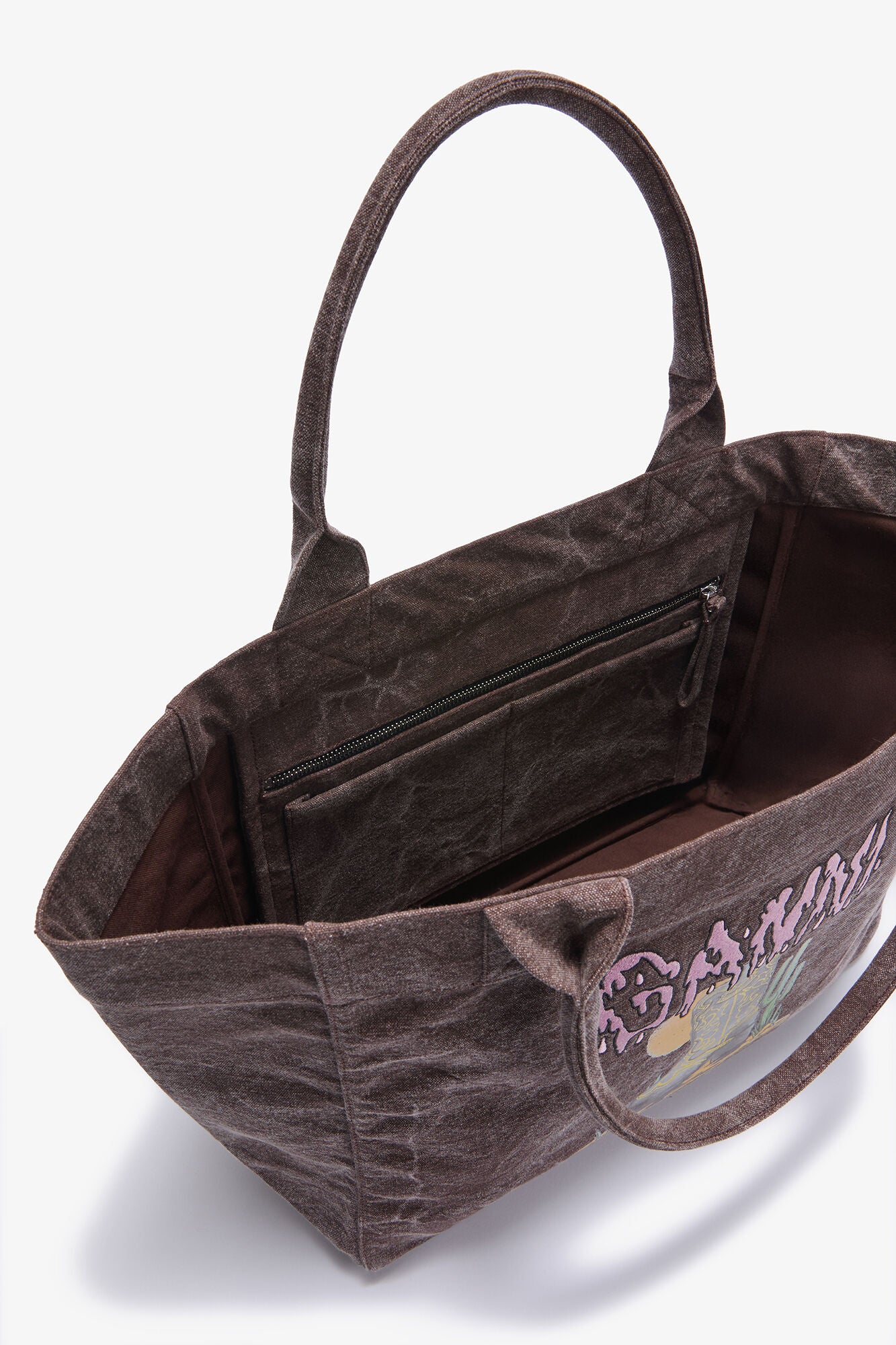 Chicory Coffee Brown Medium Western Boot Tote - GANNI