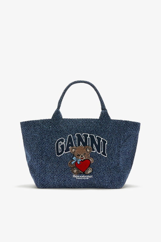 Rinse Denim Medium Bear Tote - GANNI