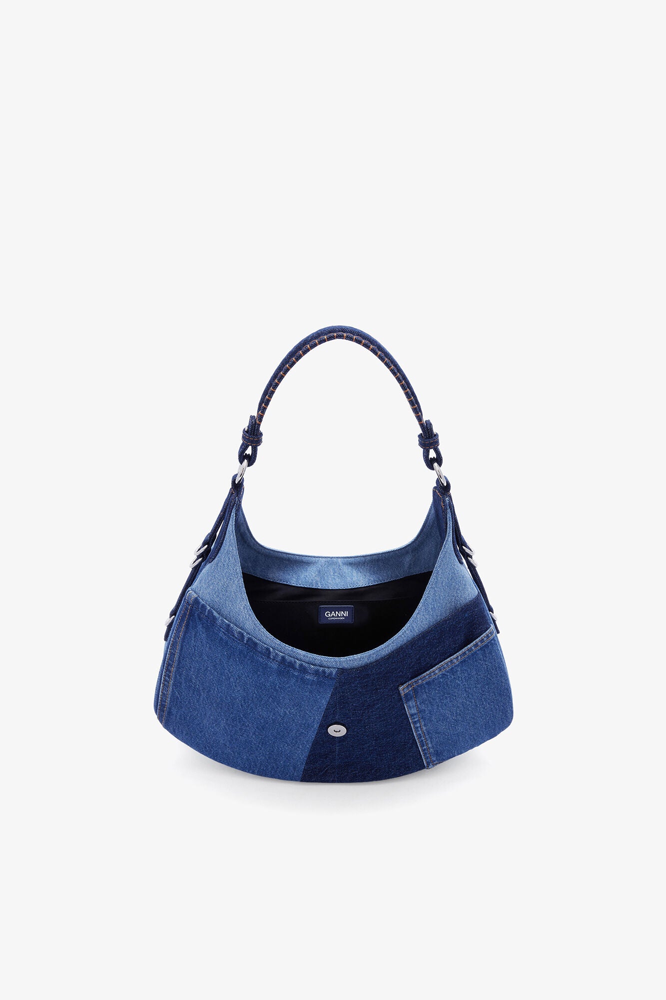 Mid Blue Vintage Small Kat Bag in Blue Denim - GANNI