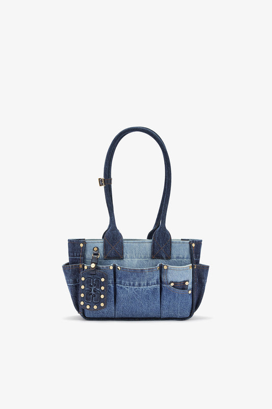 Mid Blue Vintage Small Posy Bag in Blue Denim - GANNI