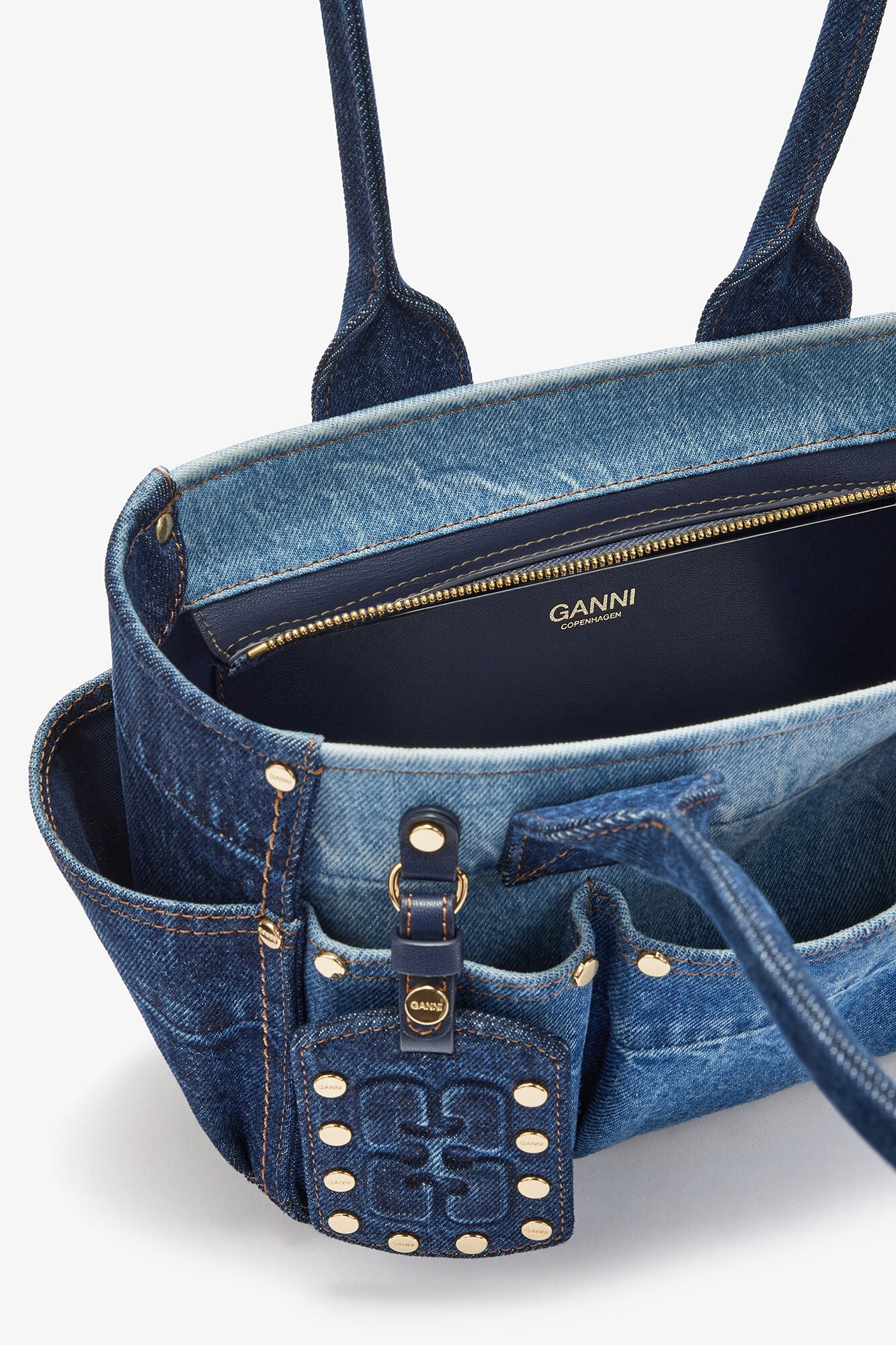 Mid Blue Vintage Small Posy Bag in Blue Denim - GANNI