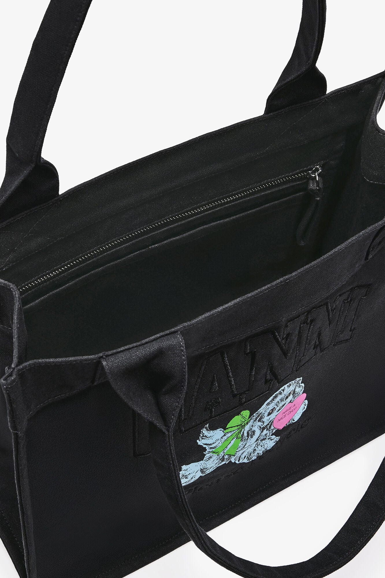 Phantom Black Puppy Large Tote - GANNI