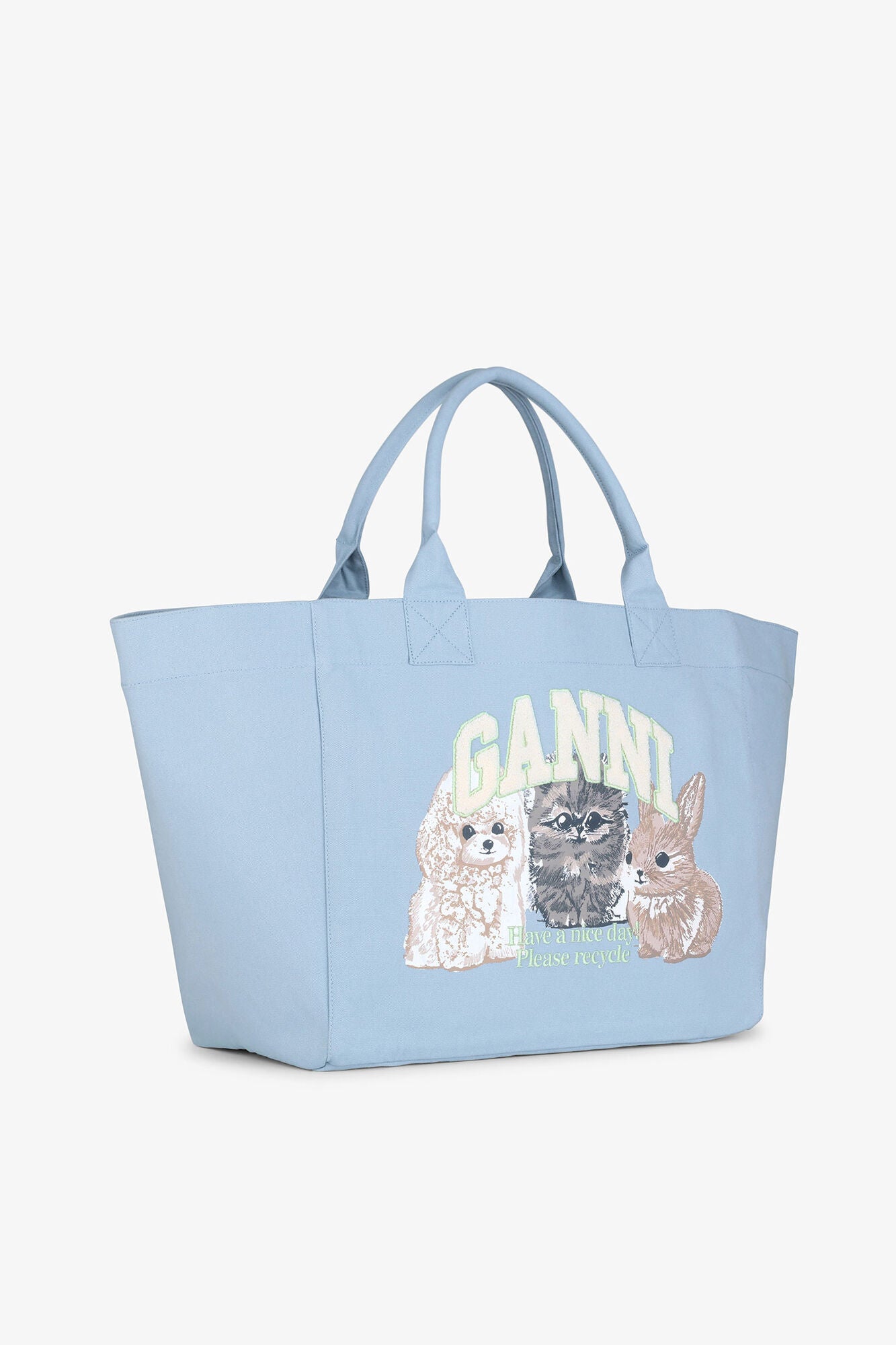 Soft Chambray Blue XXL Animal Print Tote - GANNI