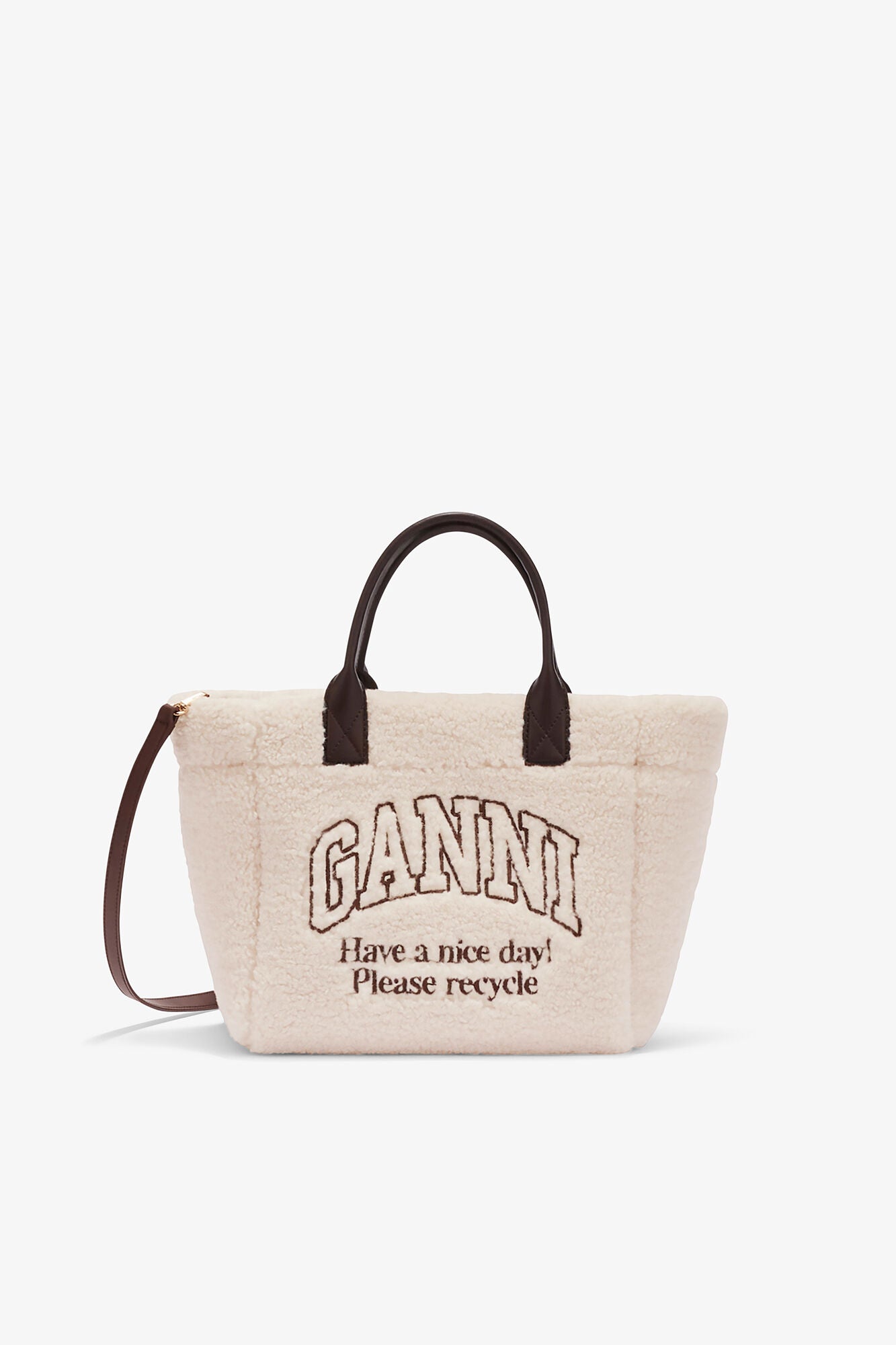 Egret Shearling Small Tote - GANNI