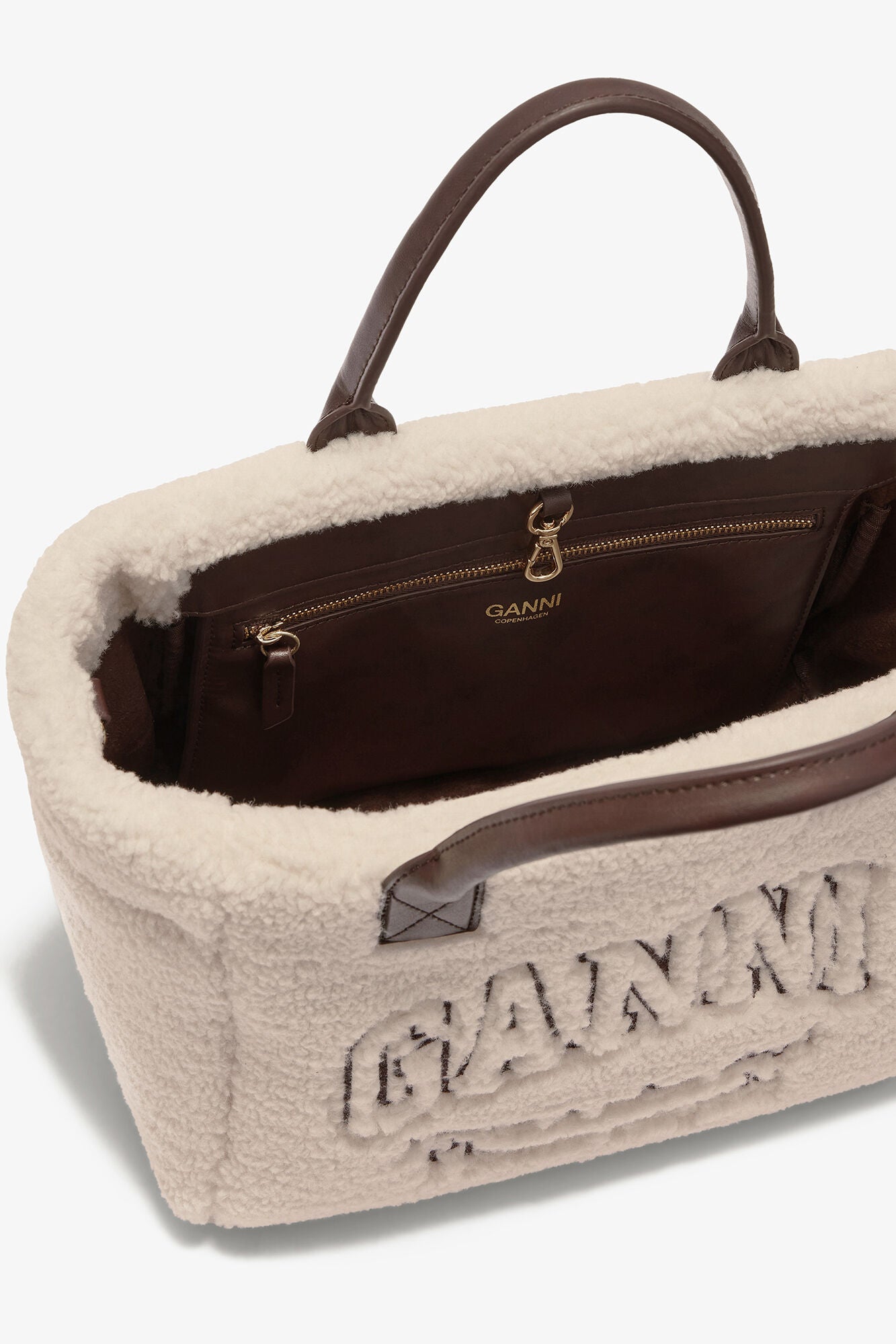Egret Shearling Small Tote - GANNI