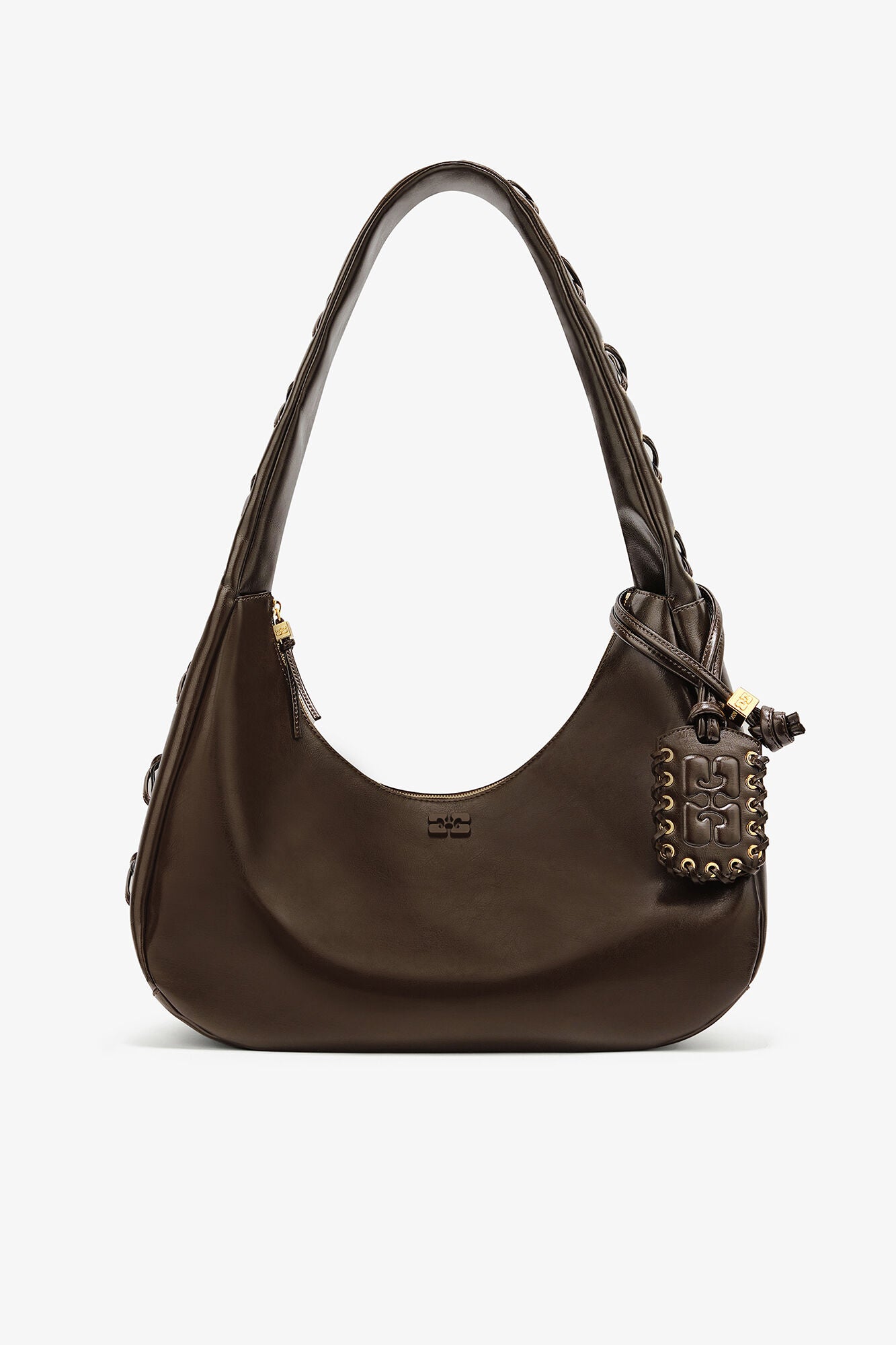 Dark Olive Green Medium Laces Hobo Bag - GANNI