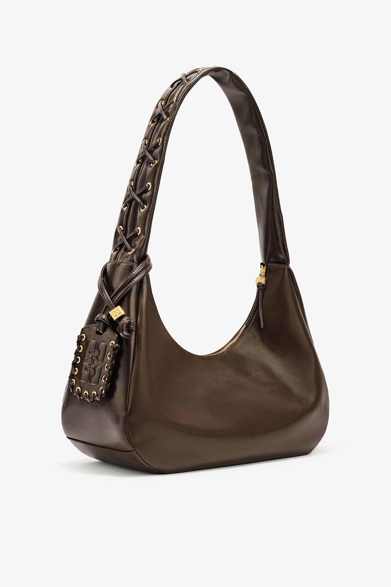 Dark Olive Green Medium Laces Hobo Bag - GANNI
