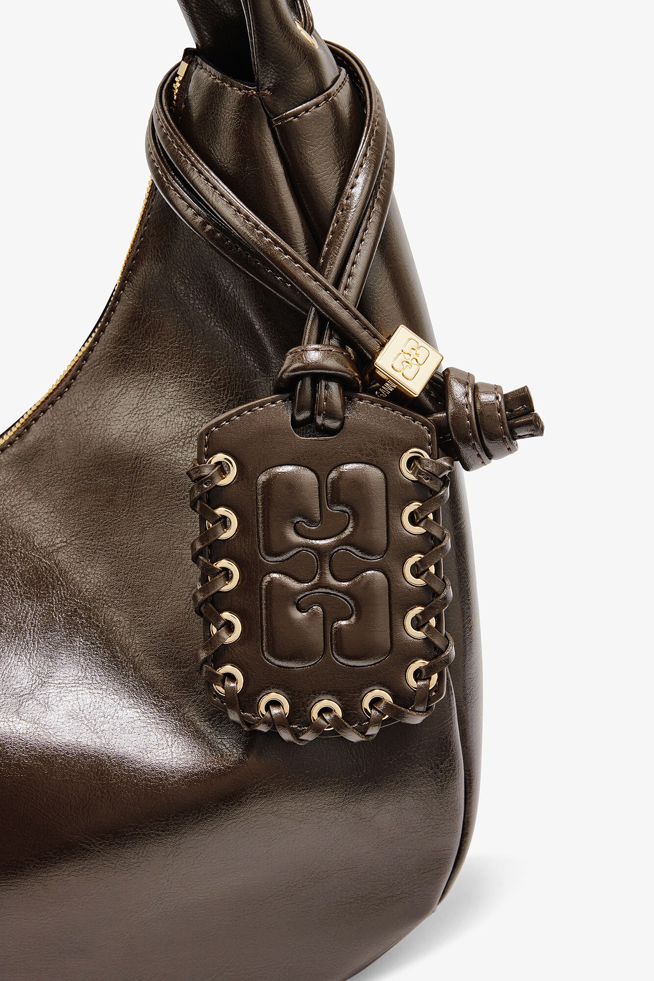 Dark Olive Green Medium Laces Hobo Bag - GANNI