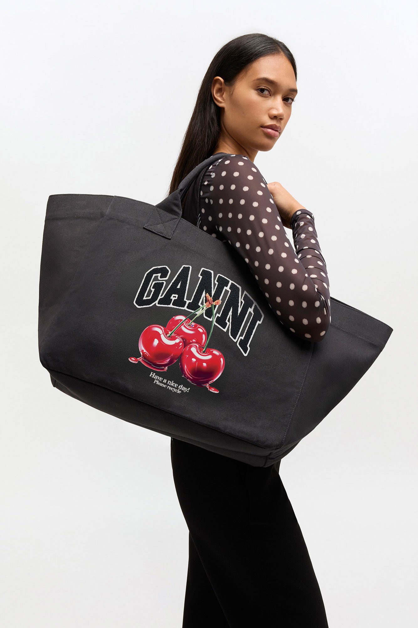 Phantom Black XXL Cherry Tote - GANNI